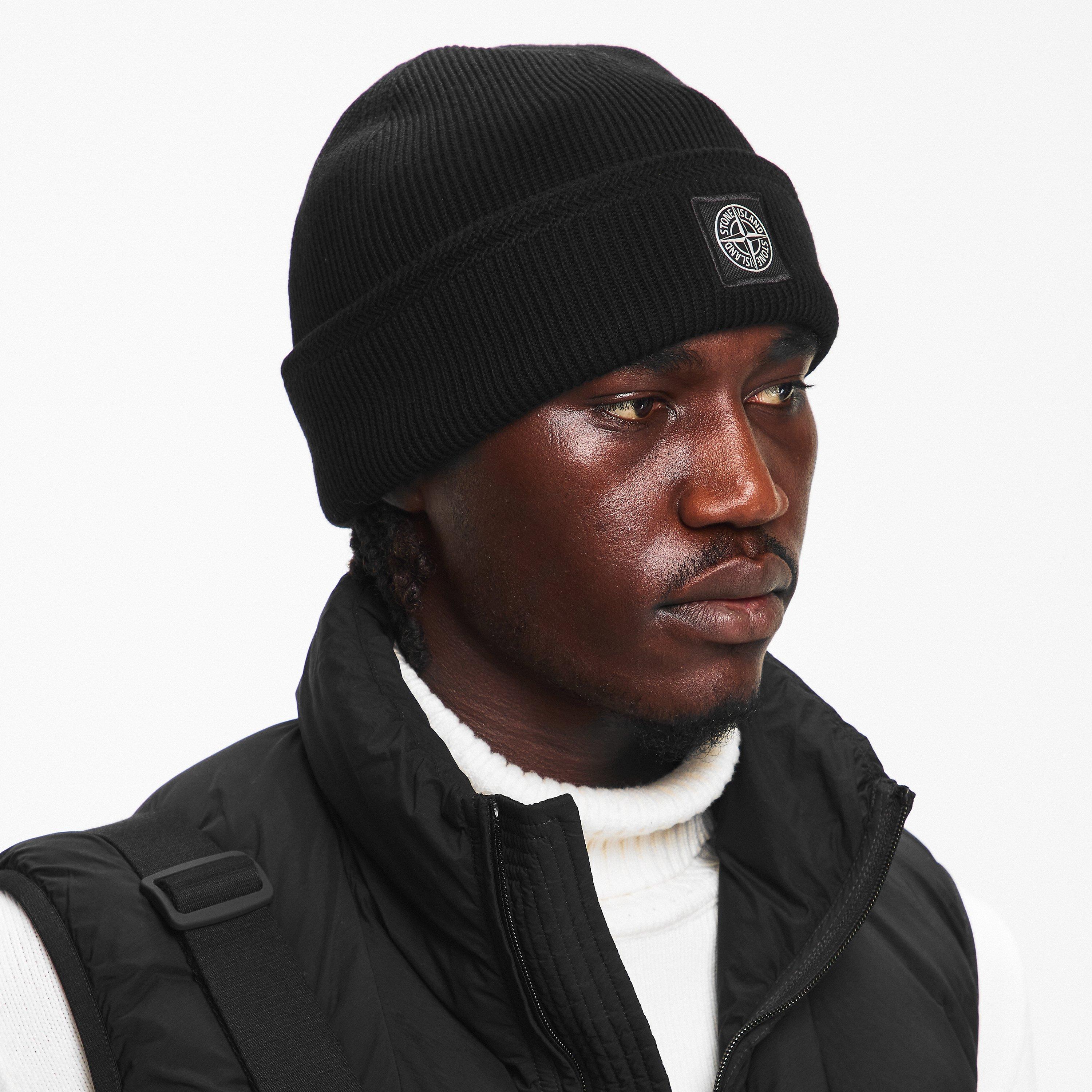 Black V0029 - Stone Island - Men's Patch Beanie - 3