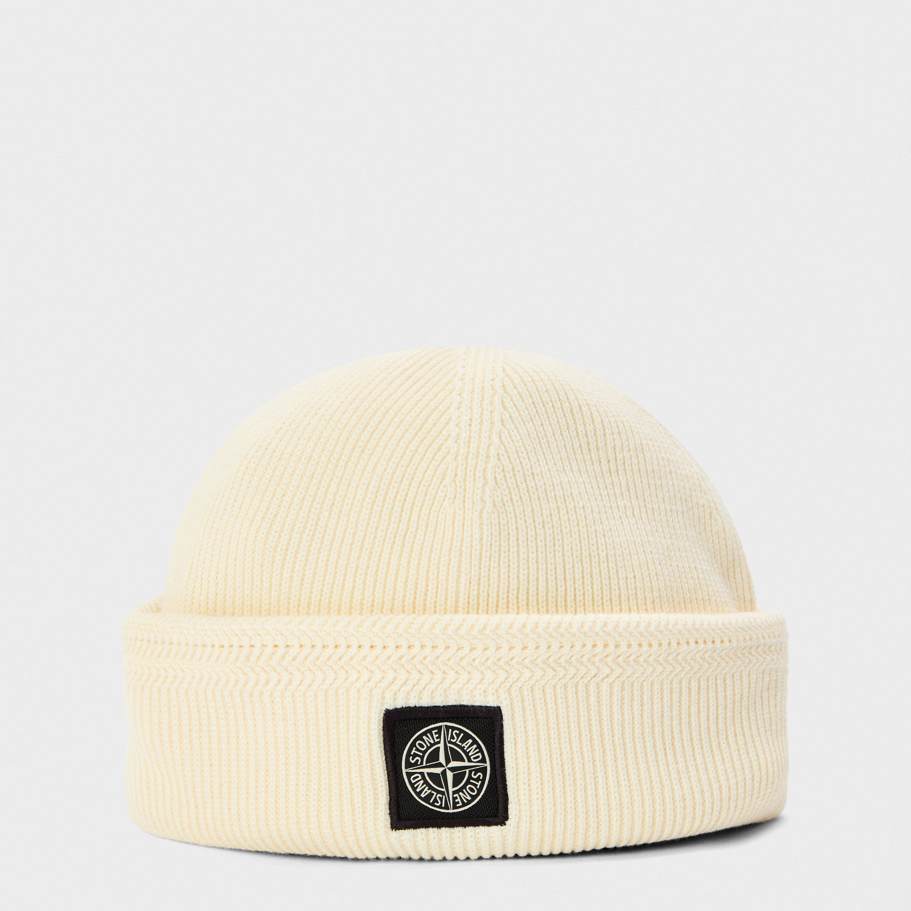 Stone Island Men's Patch Beanie - Ivory V0093 - Mens