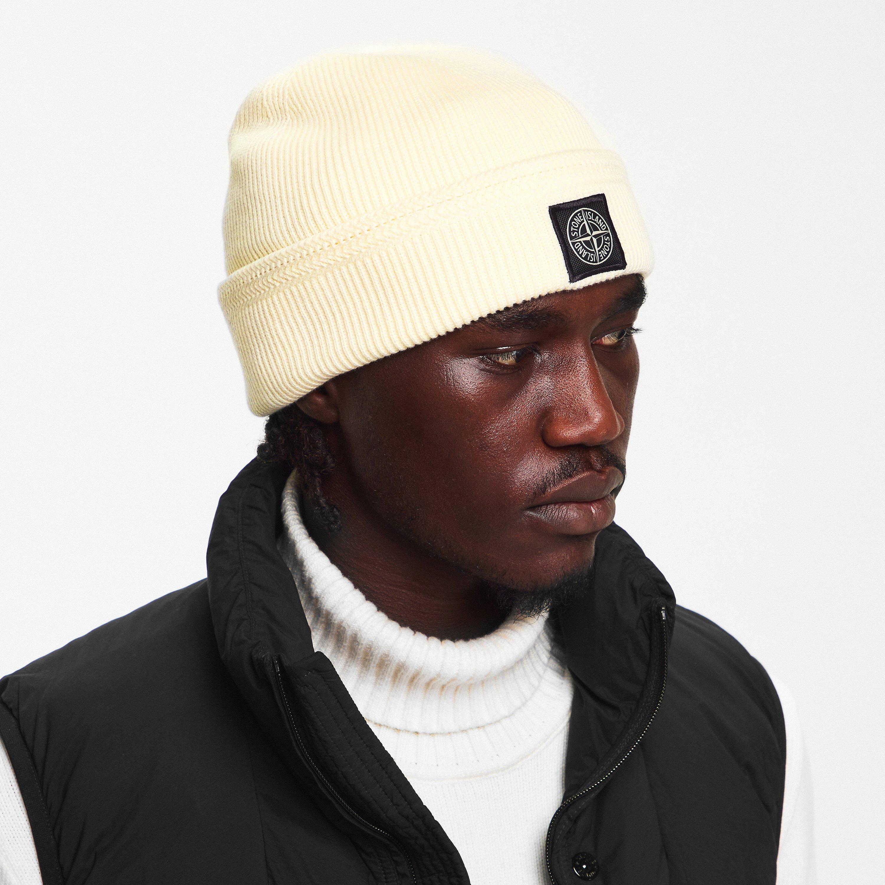 Ivory V0093 - Stone Island - Men's Patch Beanie - 3