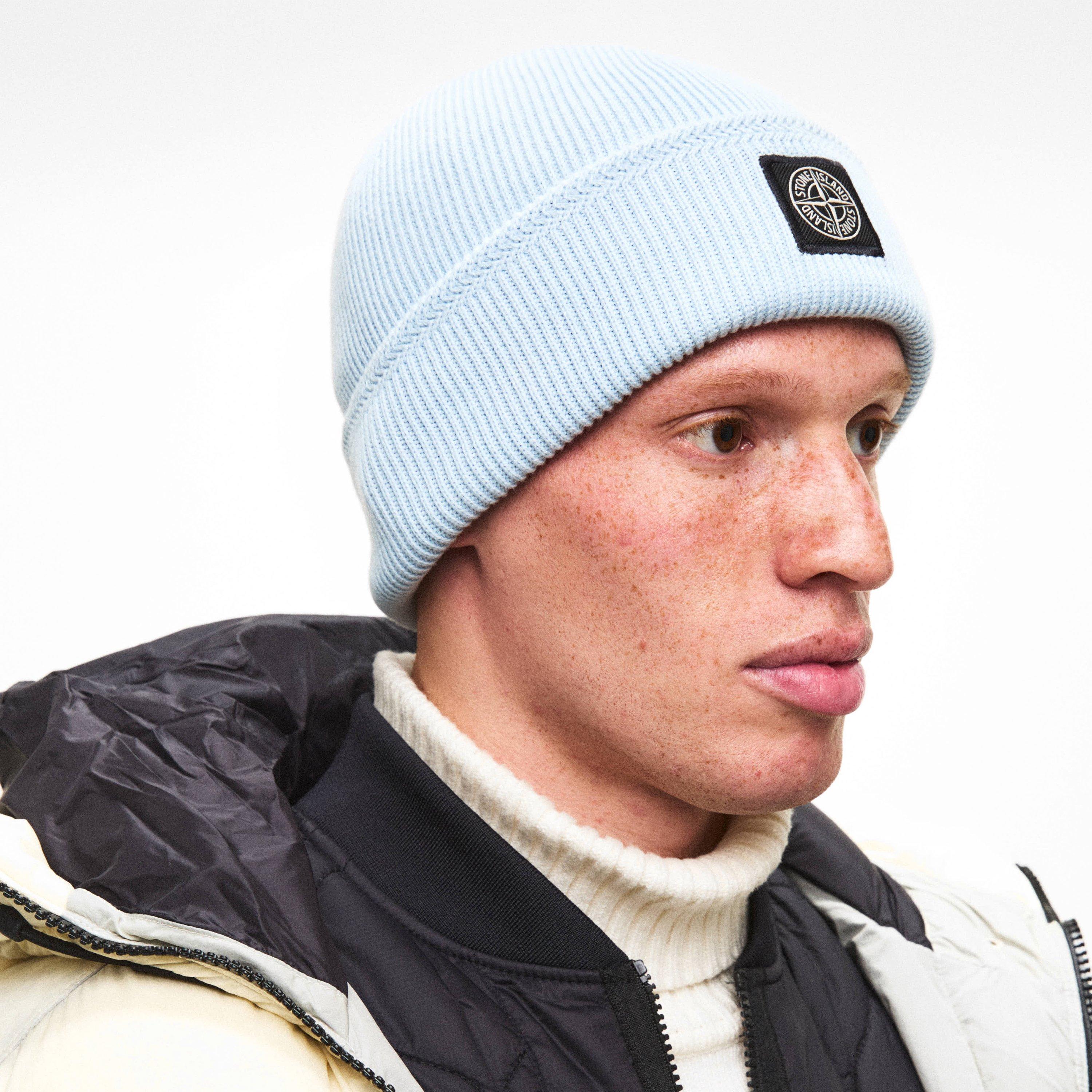 Sky Blue V0041 - Stone Island - Men's Patch Beanie - 3