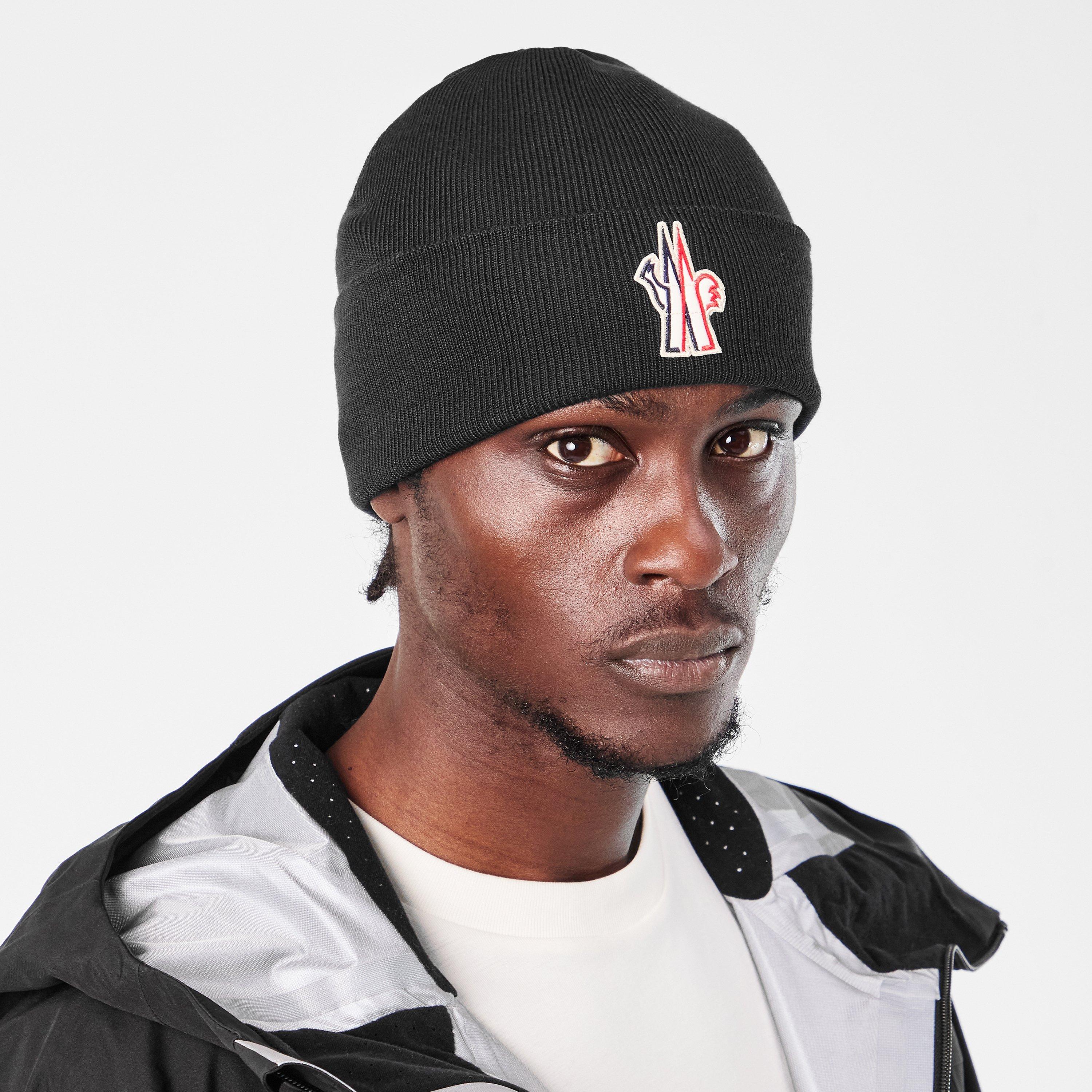 Black 999 - Moncler Grenoble - Men's Logo Ribbed Knit Cuffed Beanie - 3