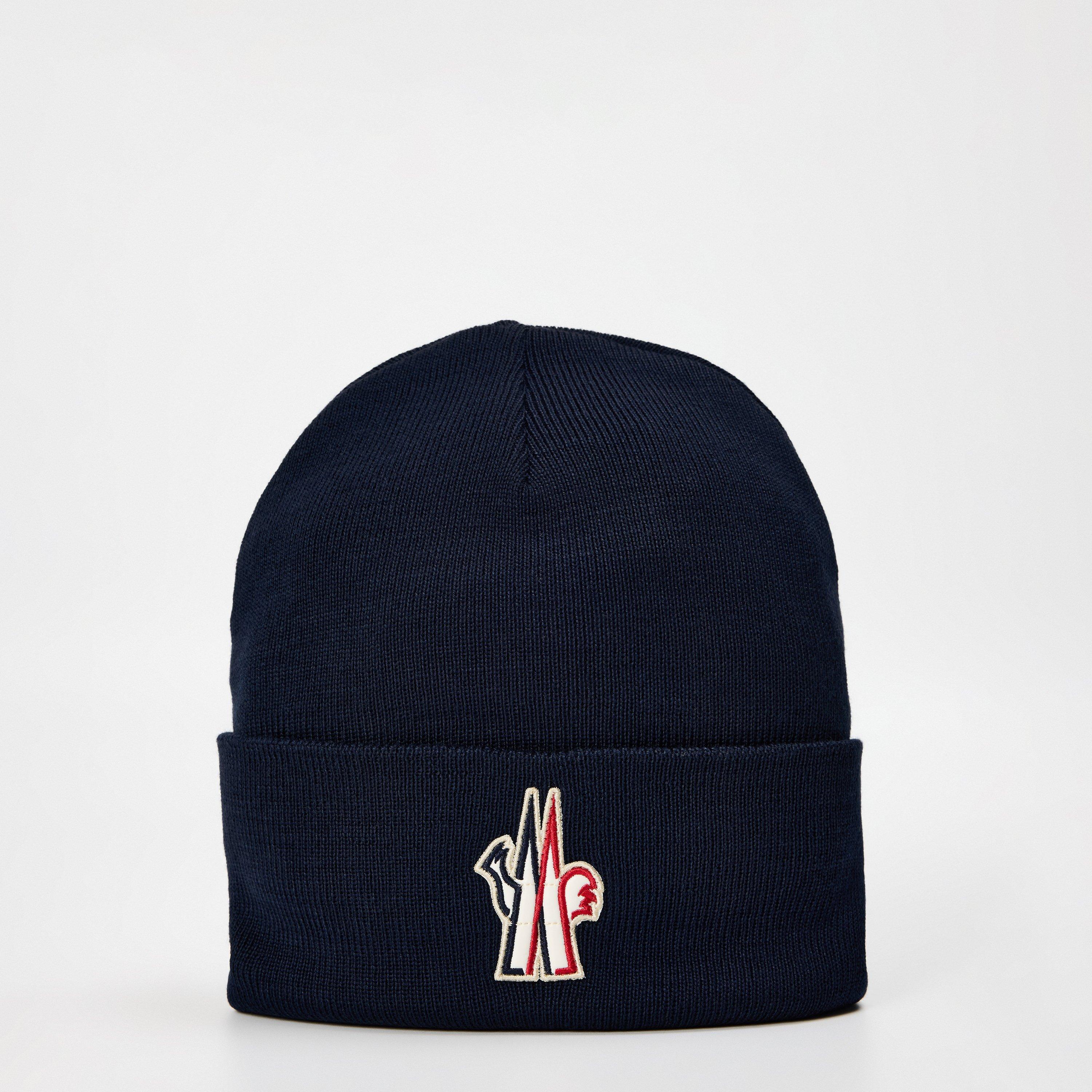 Moncler Grenoble Men's Logo Ribbed Knit Cuffed Beanie - Navy 778 - Mens