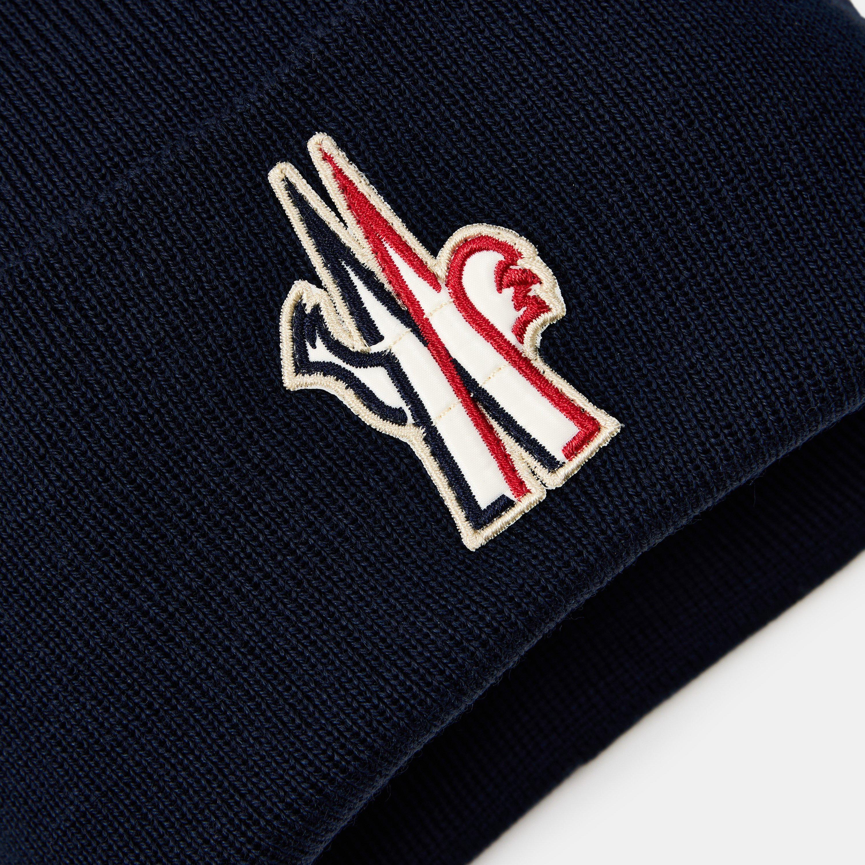 Navy 778 - Moncler Grenoble - Men's Logo Ribbed Knit Cuffed Beanie - 4