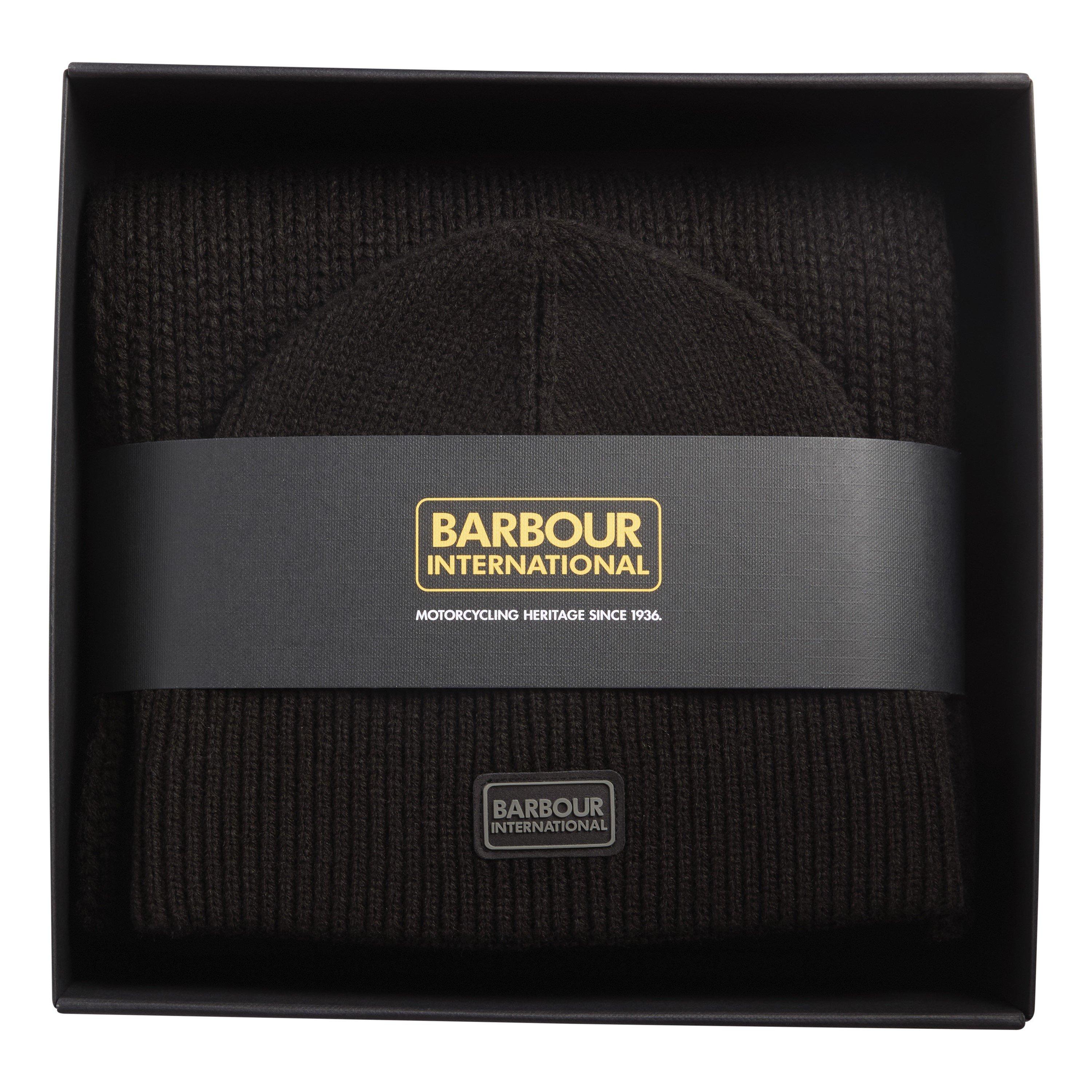 Black - Barbour International - Men's Sweeper Legacy Beanie and Scarf Gift Set - 4
