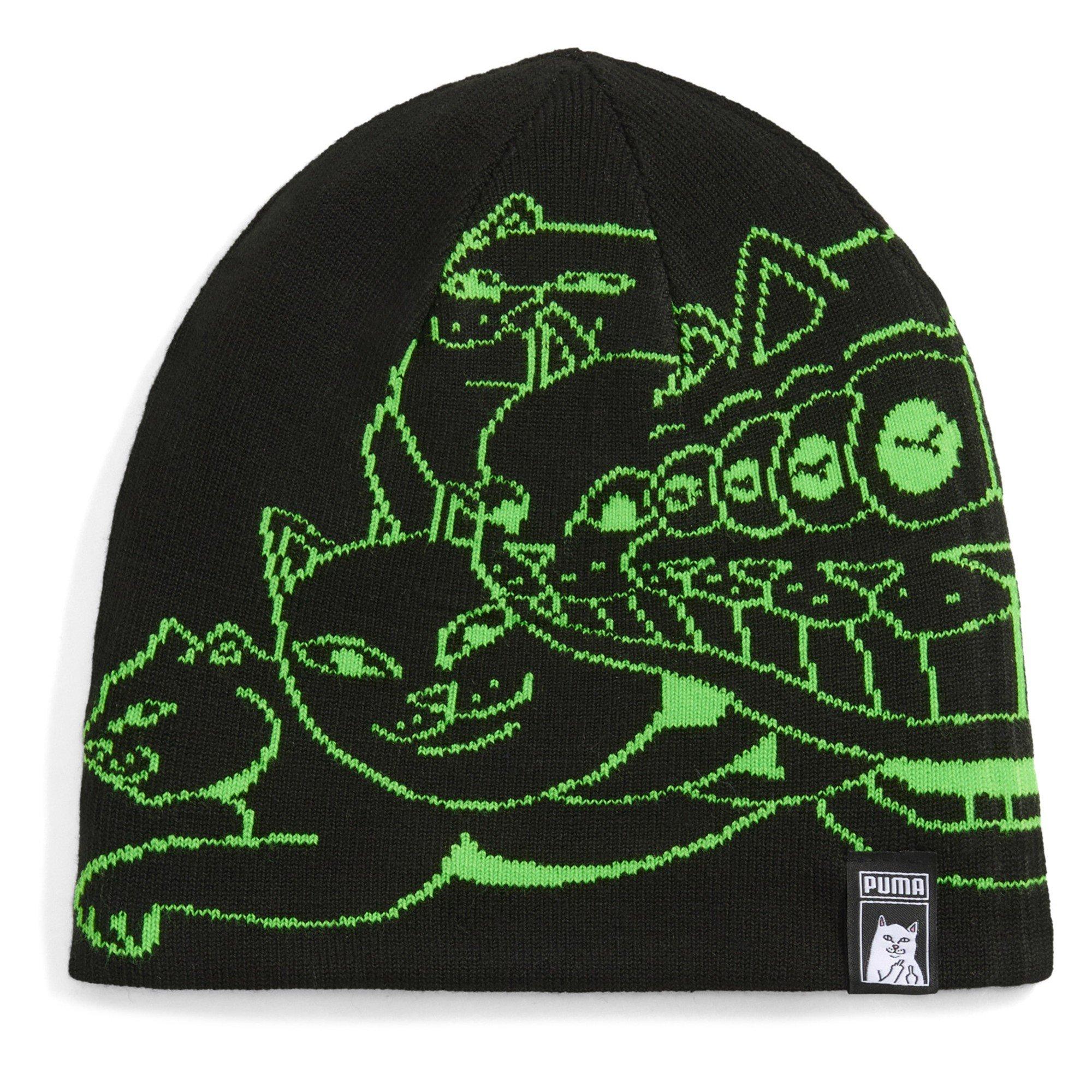 Black/Green - Puma - Men's X Ripndip Reversible Skull Beanie - 1