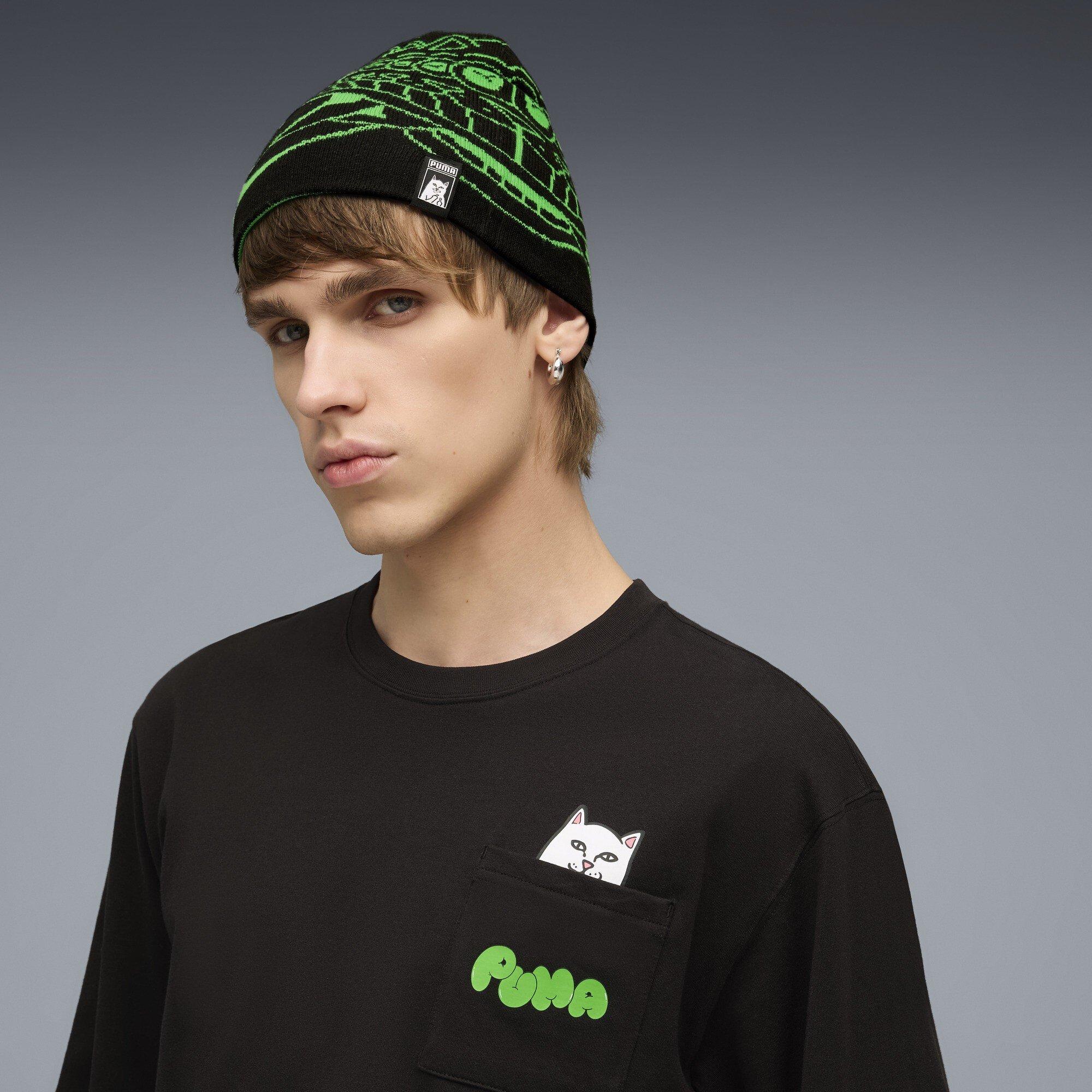 Zwart/Groen - Puma - Men's X Ripndip Reversible Skull Beanie - 3