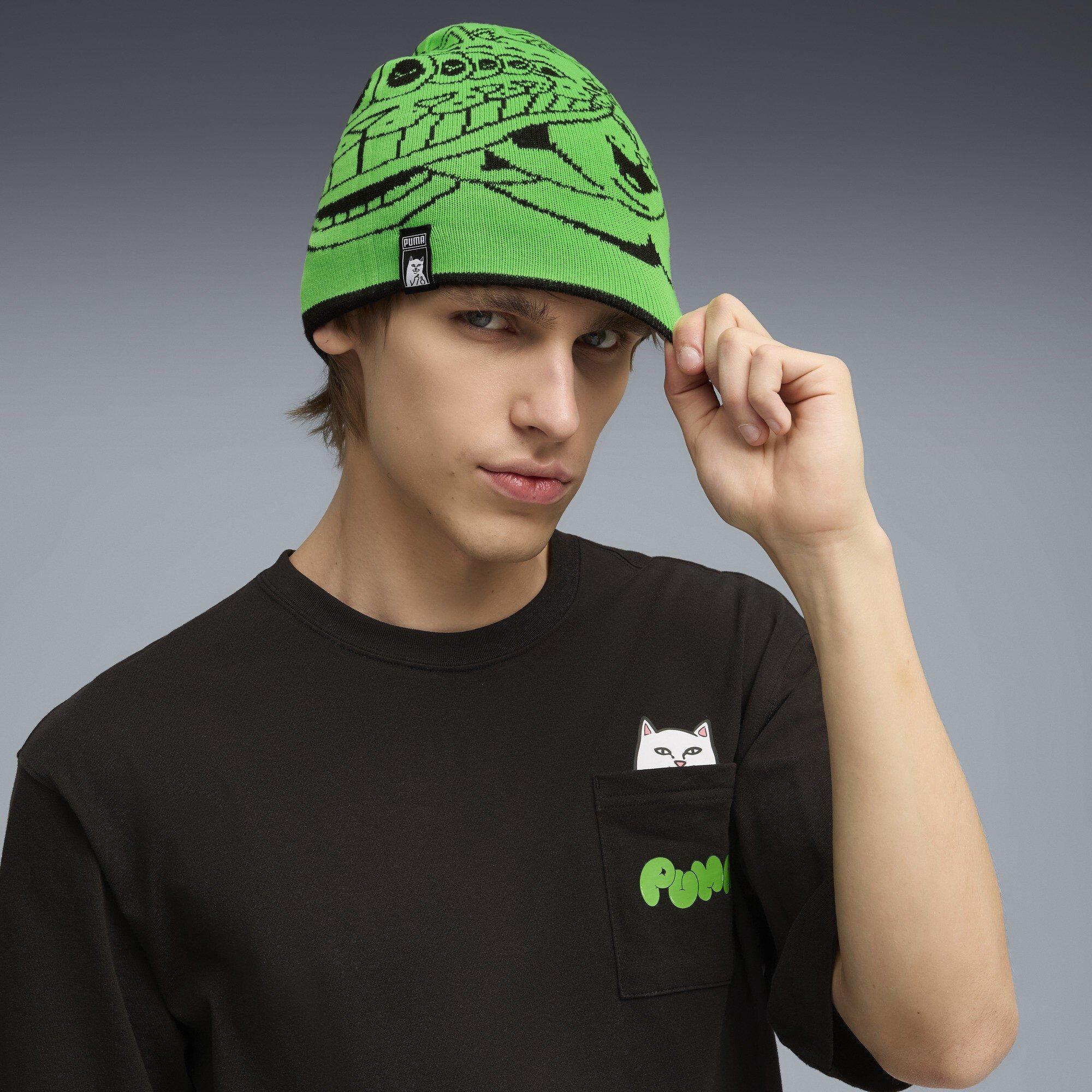 Zwart/Groen - Puma - Men's X Ripndip Reversible Skull Beanie - 4