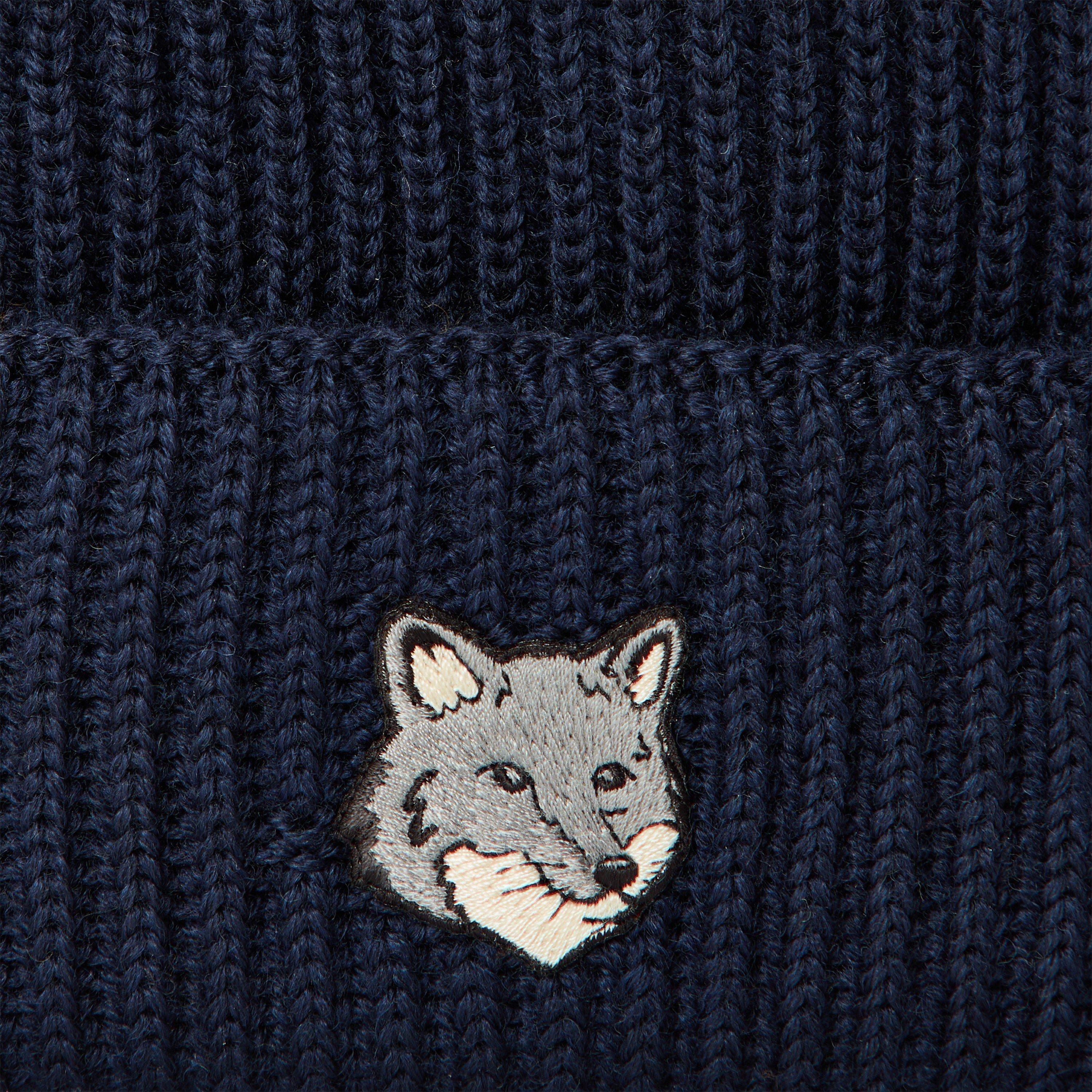 Classic Navy - Maison Kitsune - Men's Fox Hooded Large Beanie - 3