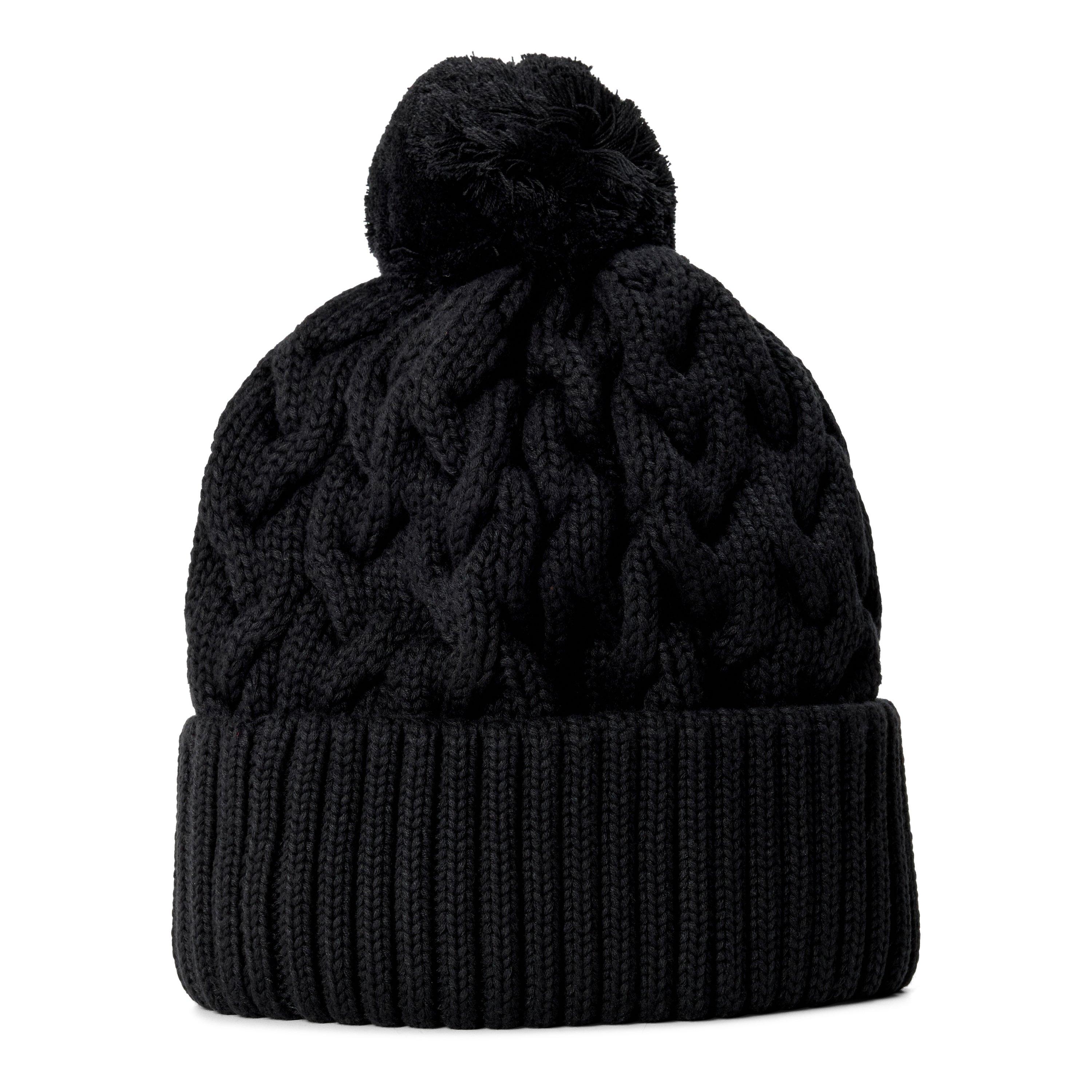 Black/Gunmetal - Barbour International - Drift Cable Knit Pom Beanie - 2