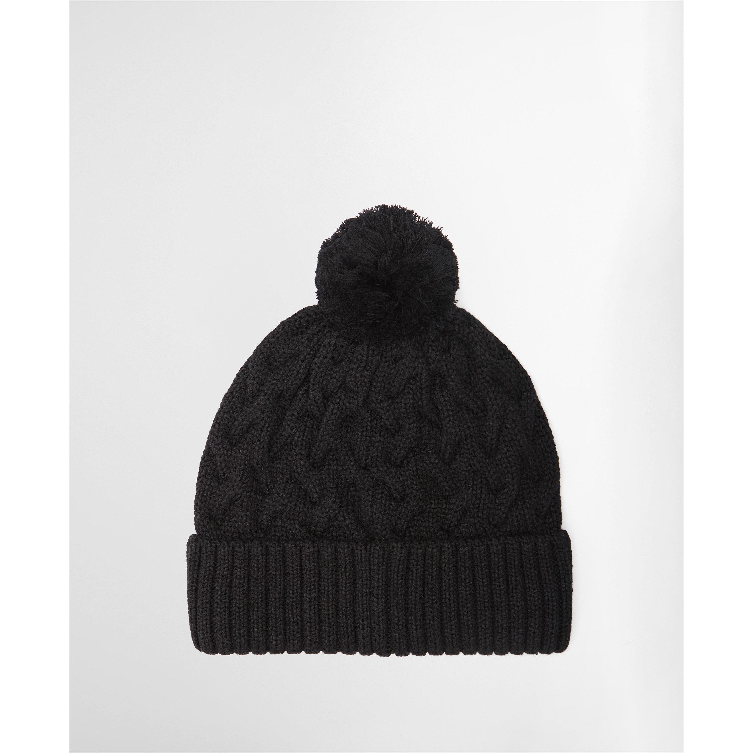 Black/Gunmetal - Barbour International - Drift Cable Knit Pom Beanie - 4