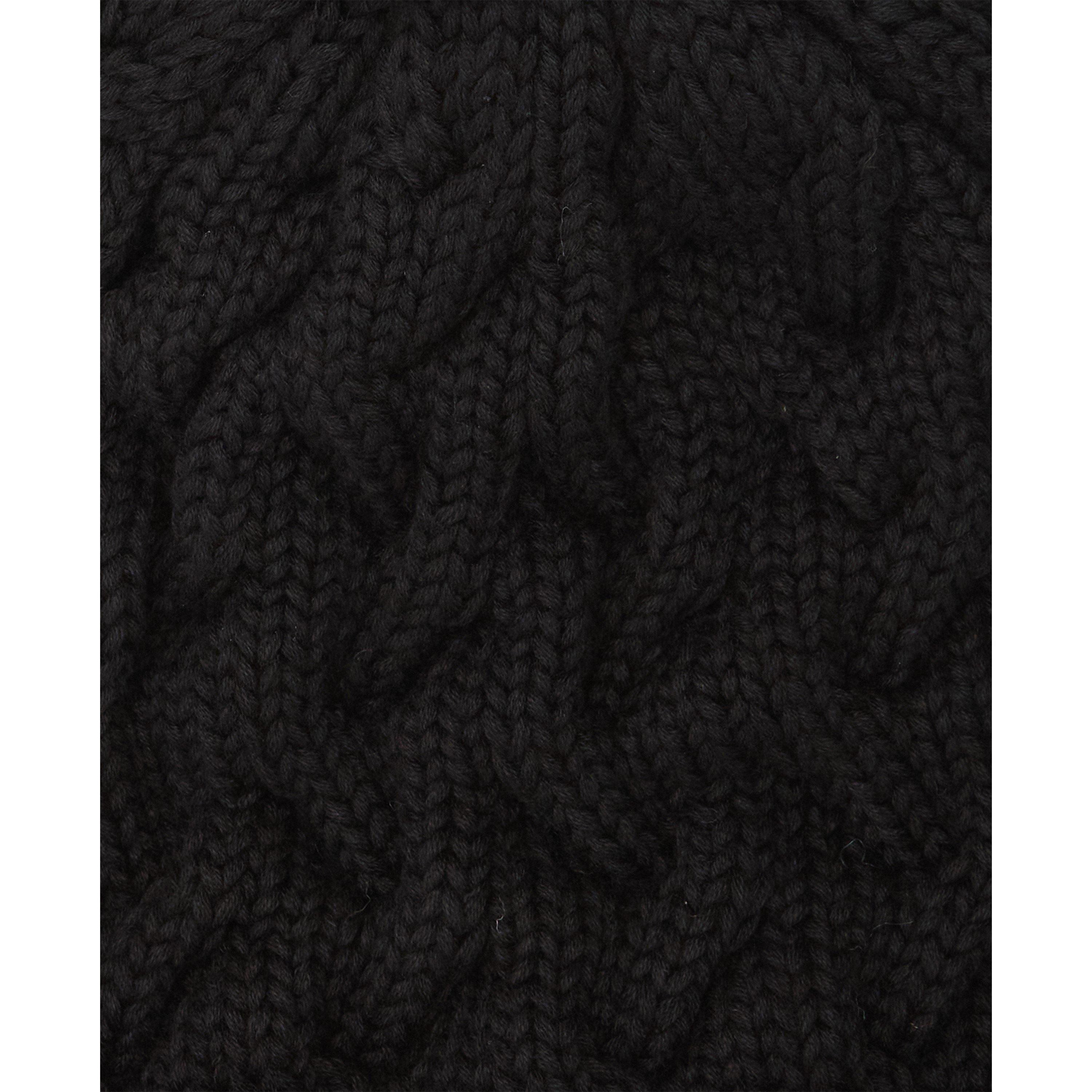 Black/Gunmetal - Barbour International - Drift Cable Knit Pom Beanie - 7