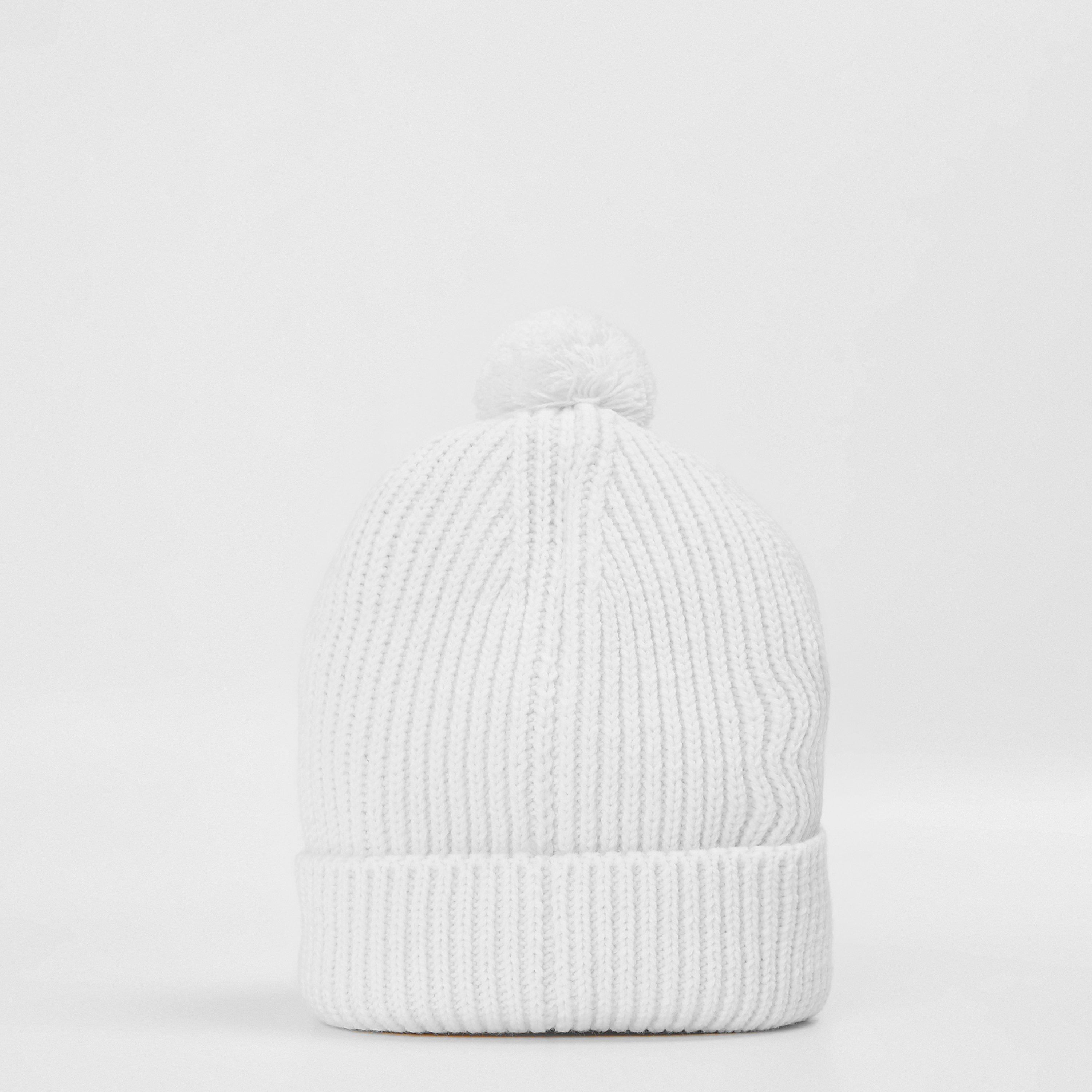 White N3N - The North Face - Tnf Logo Box Pom Beanie Gardenia Wh - 2
