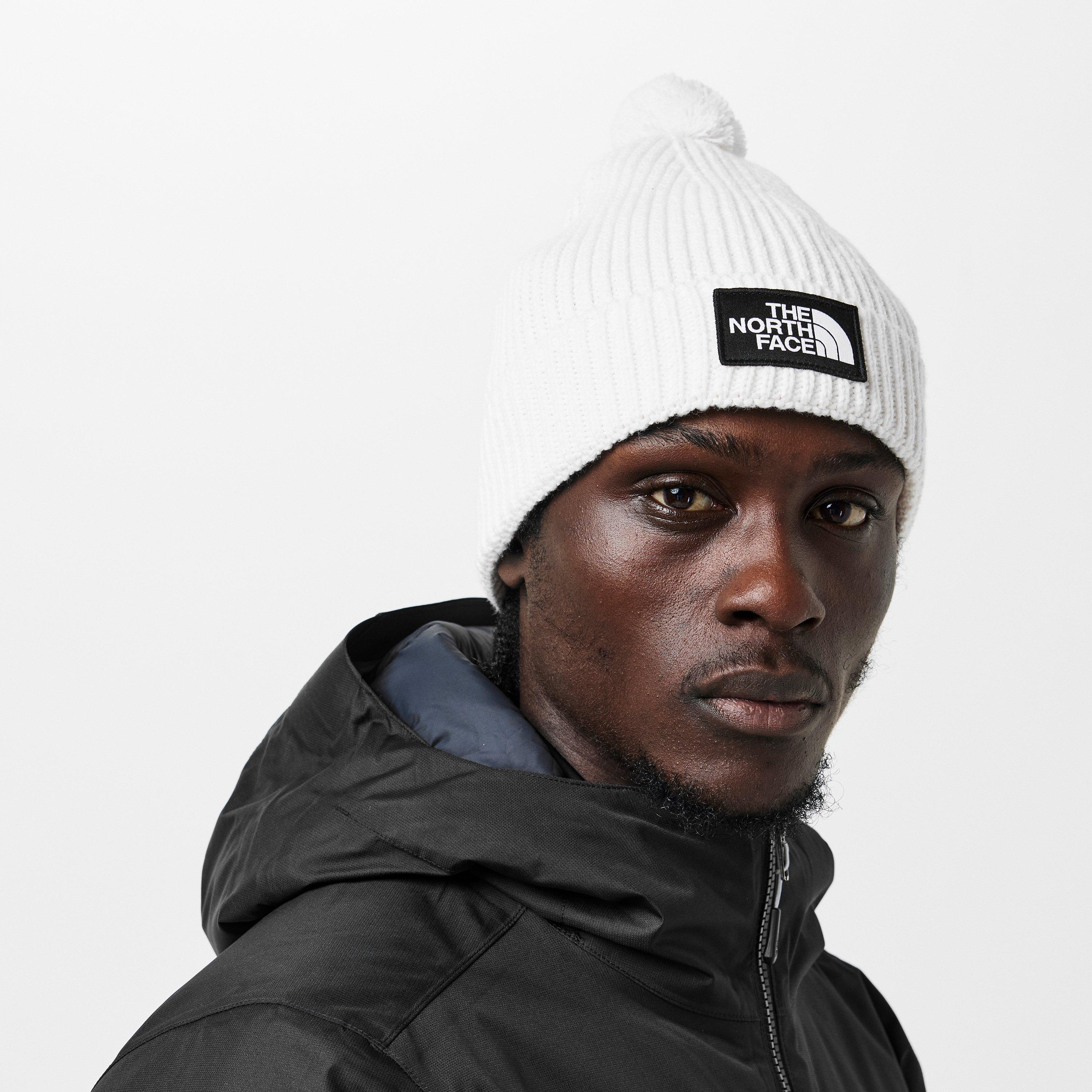 White N3N - The North Face - Tnf Logo Box Pom Beanie Gardenia Wh - 3