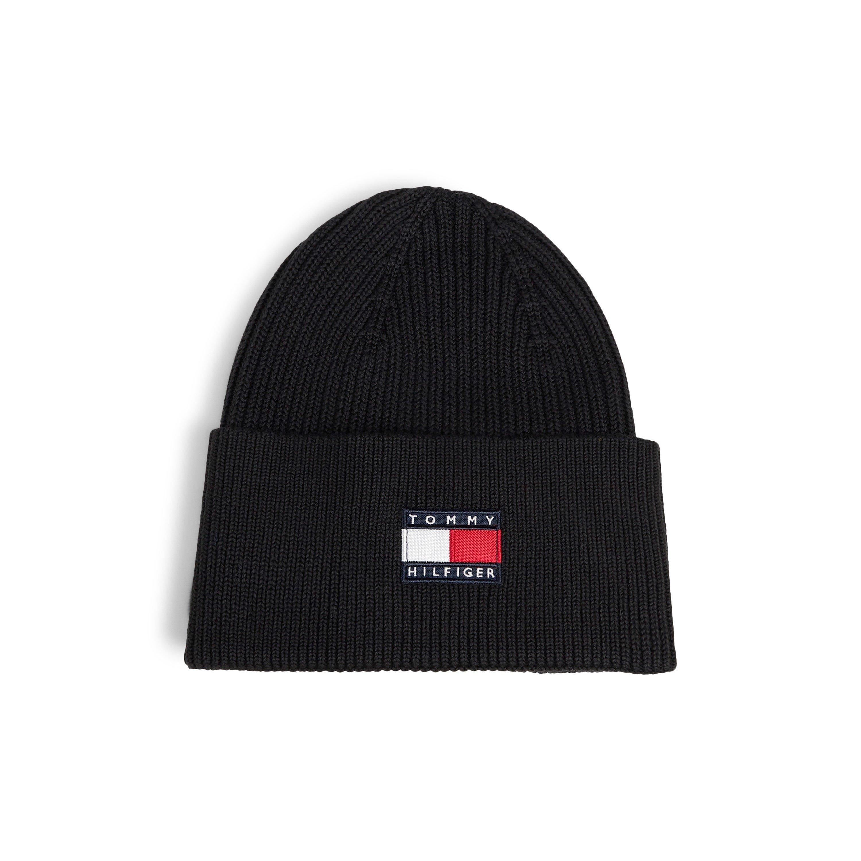 Black BDS - Tommy Hilfiger - Kids' Flag Cotton Logo Beanie - 1