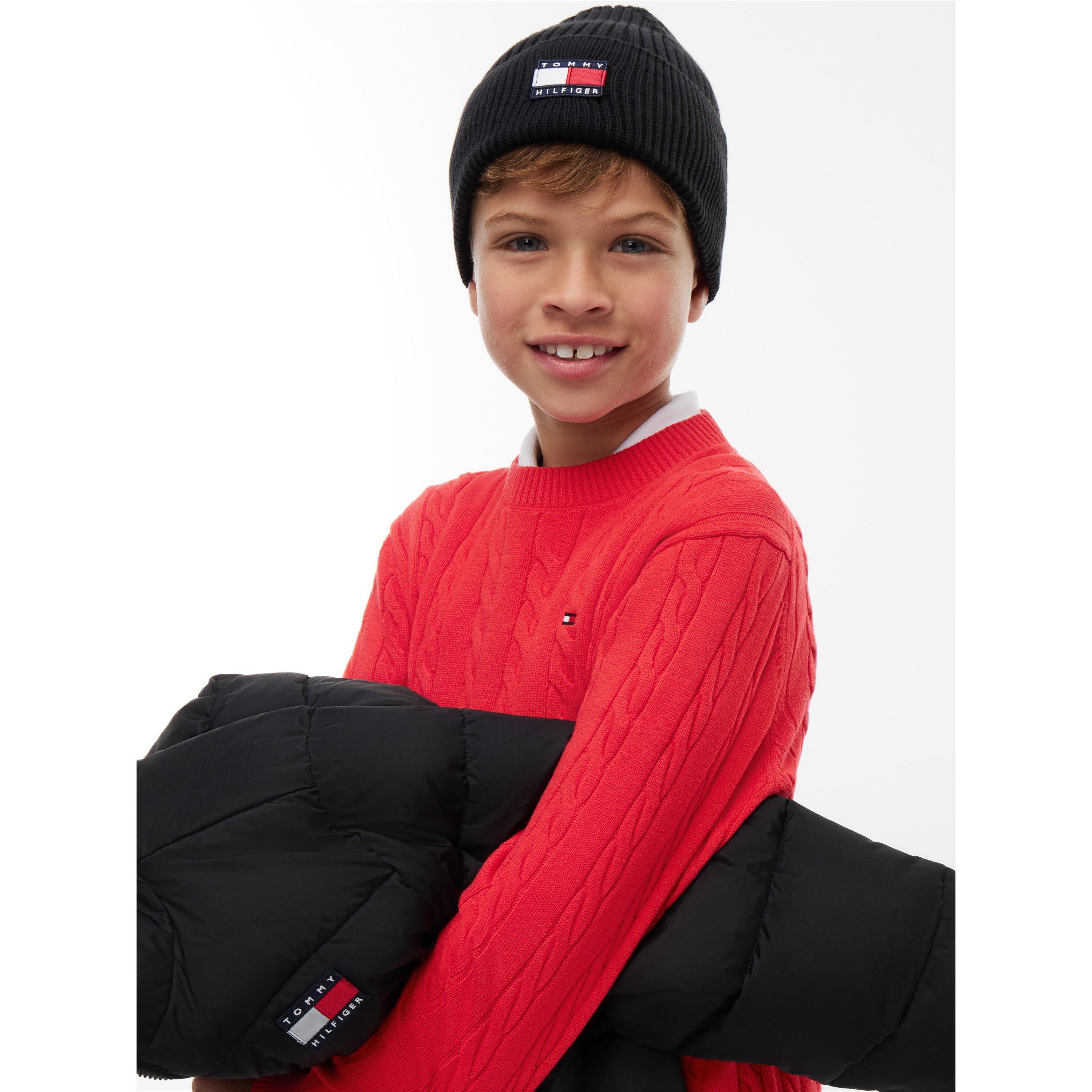 Black BDS - Tommy Hilfiger - Kids' Flag Cotton Logo Beanie - 2