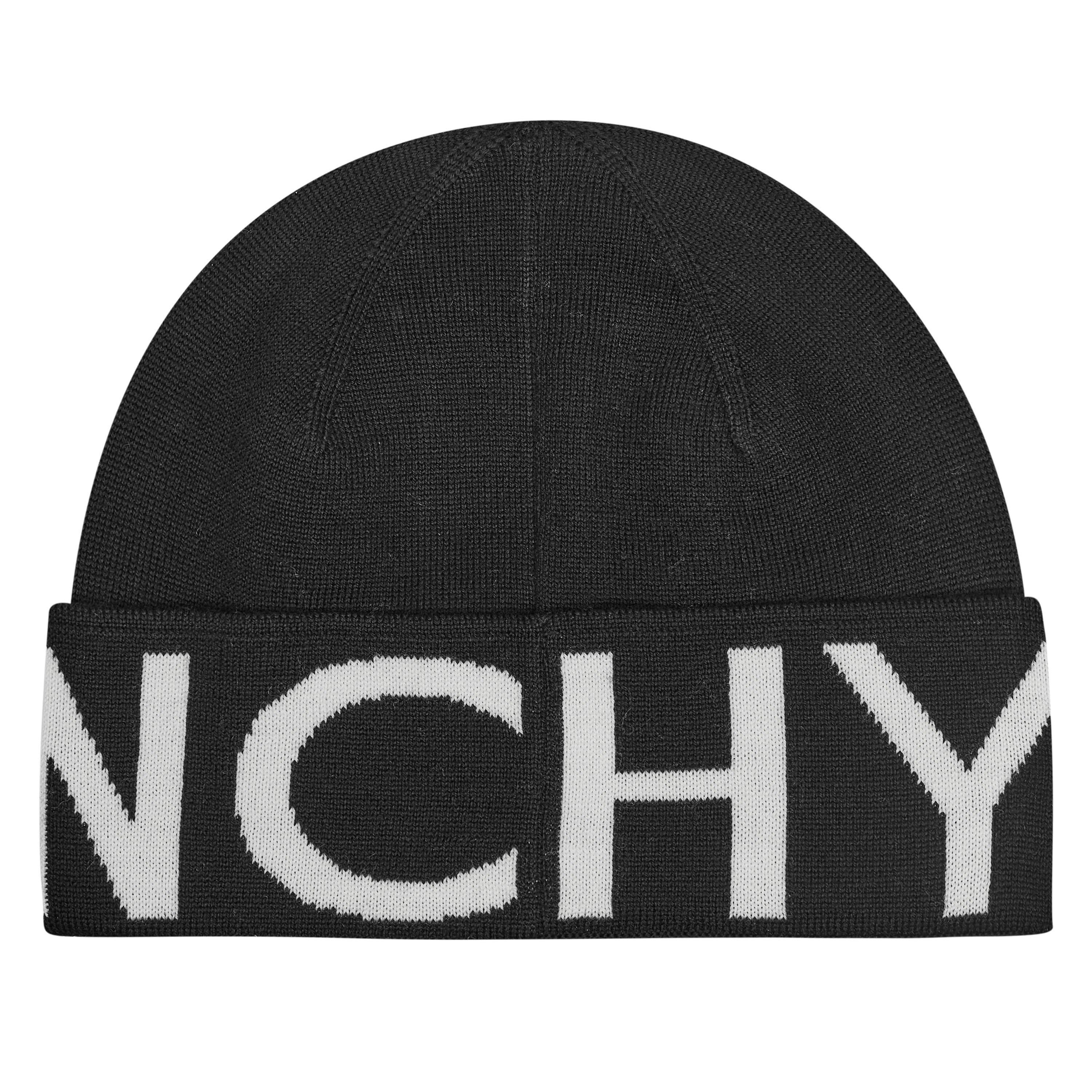 Black 1 - GIVENCHY - Men's Logo Wool Beanie - 4