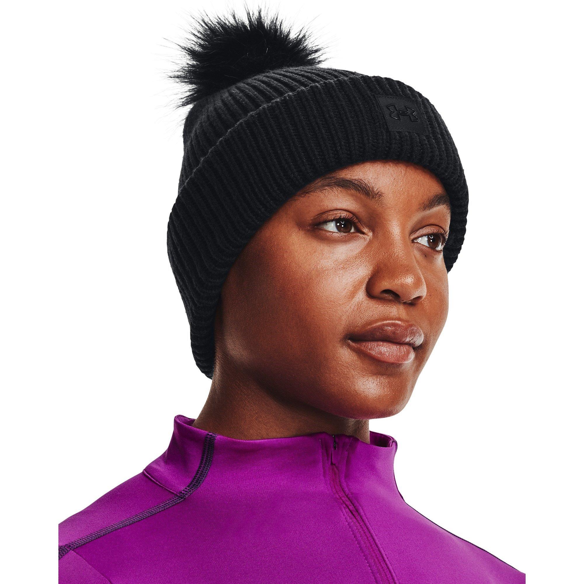 Triple Black - Under Armour - Halftime Ribbed Pom Beanie - 3