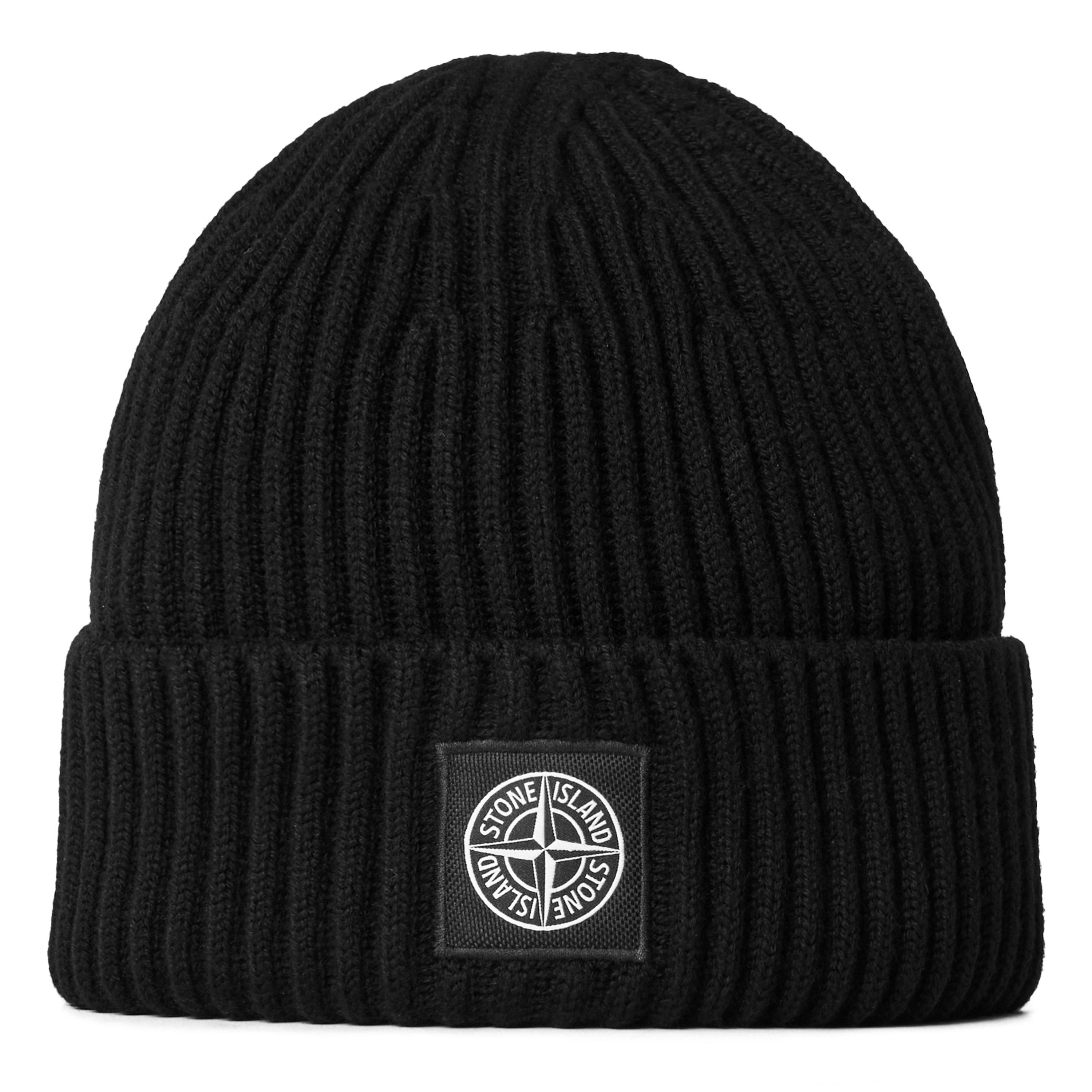 Stone Island Stone Patch Beanie Sn64 - Black V0029 - Mens