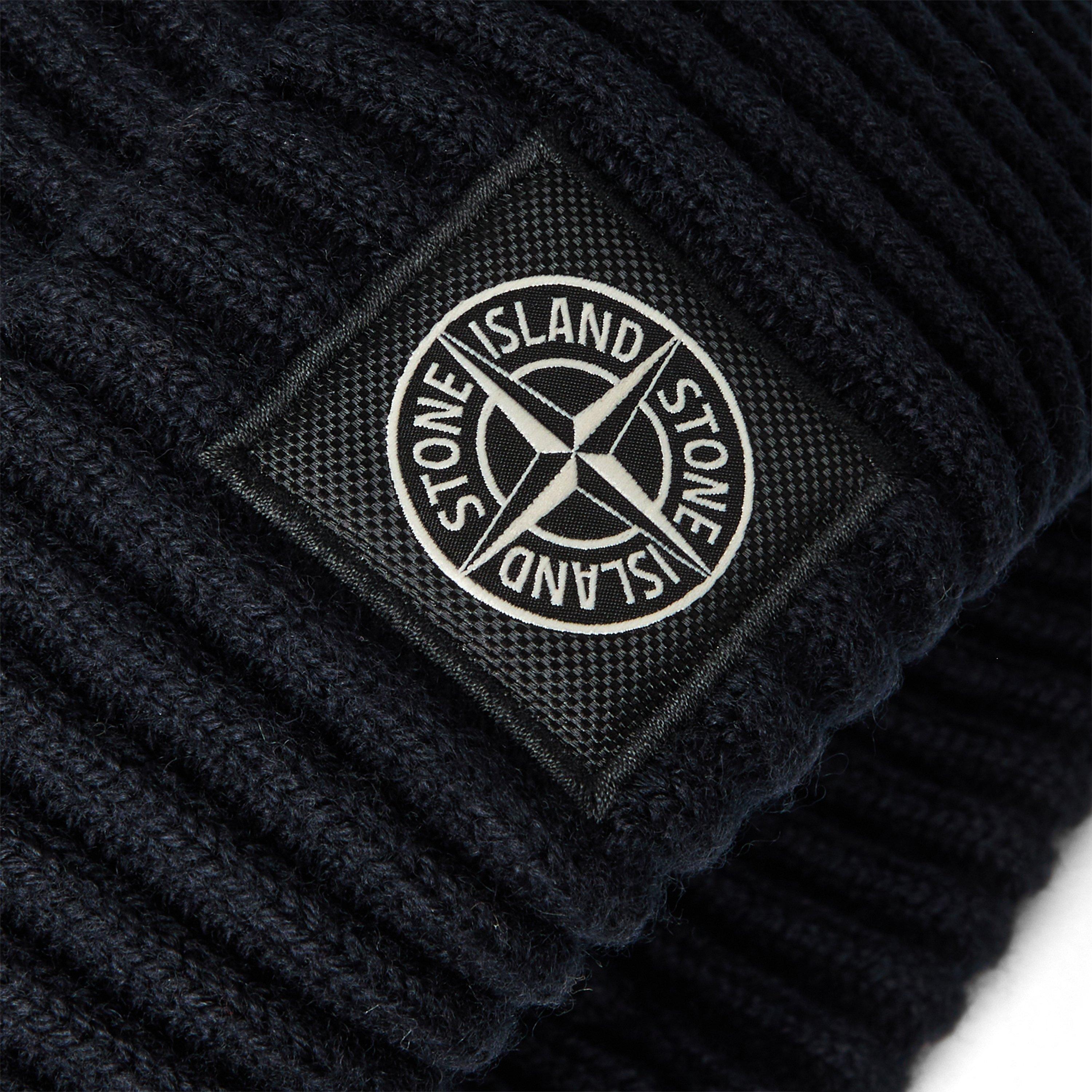 Navy V0020 - Stone Island - Men's Patch Wool Beanie - 3