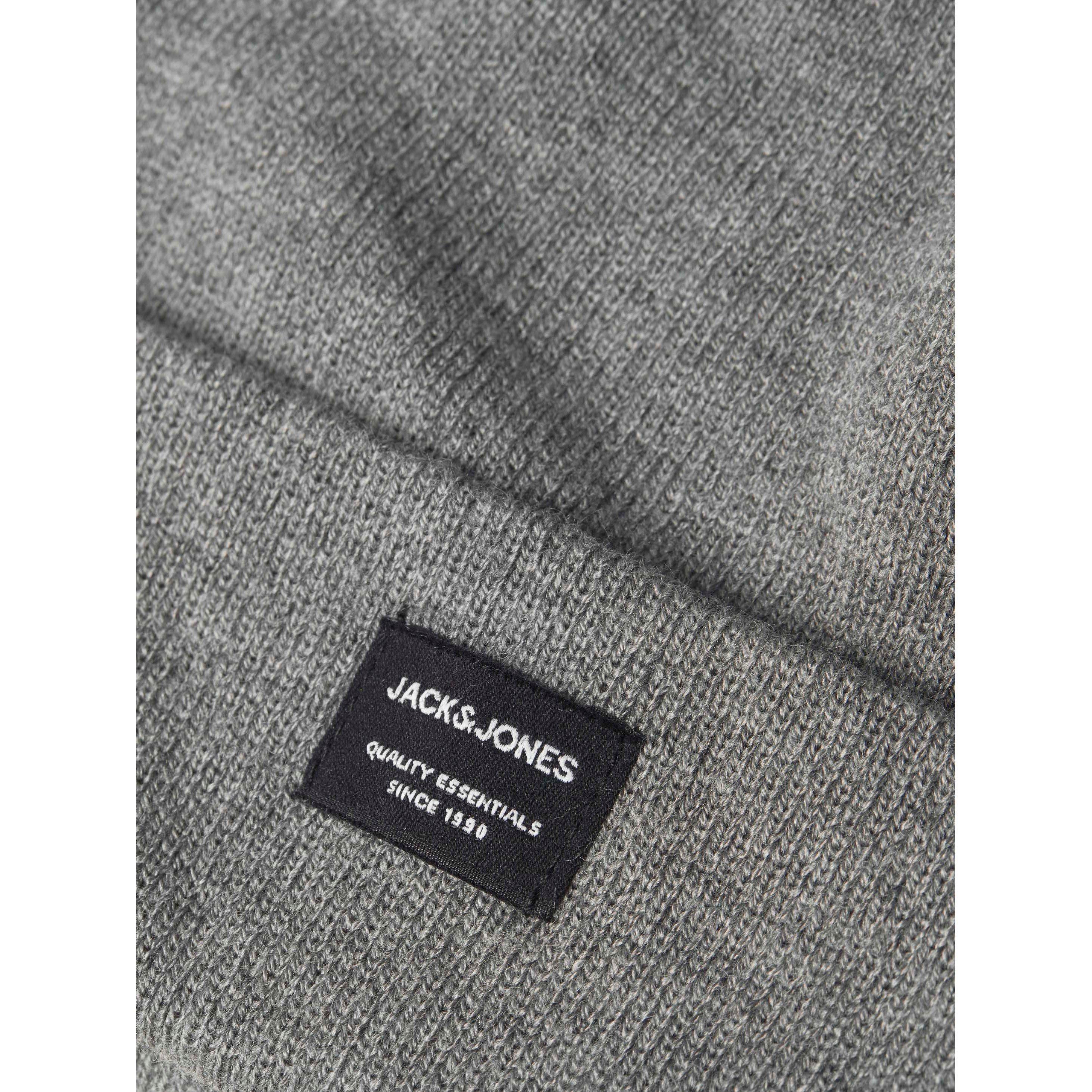 Grey Melange - Jack and Jones - DNA Cotton Beanie Mens - 3