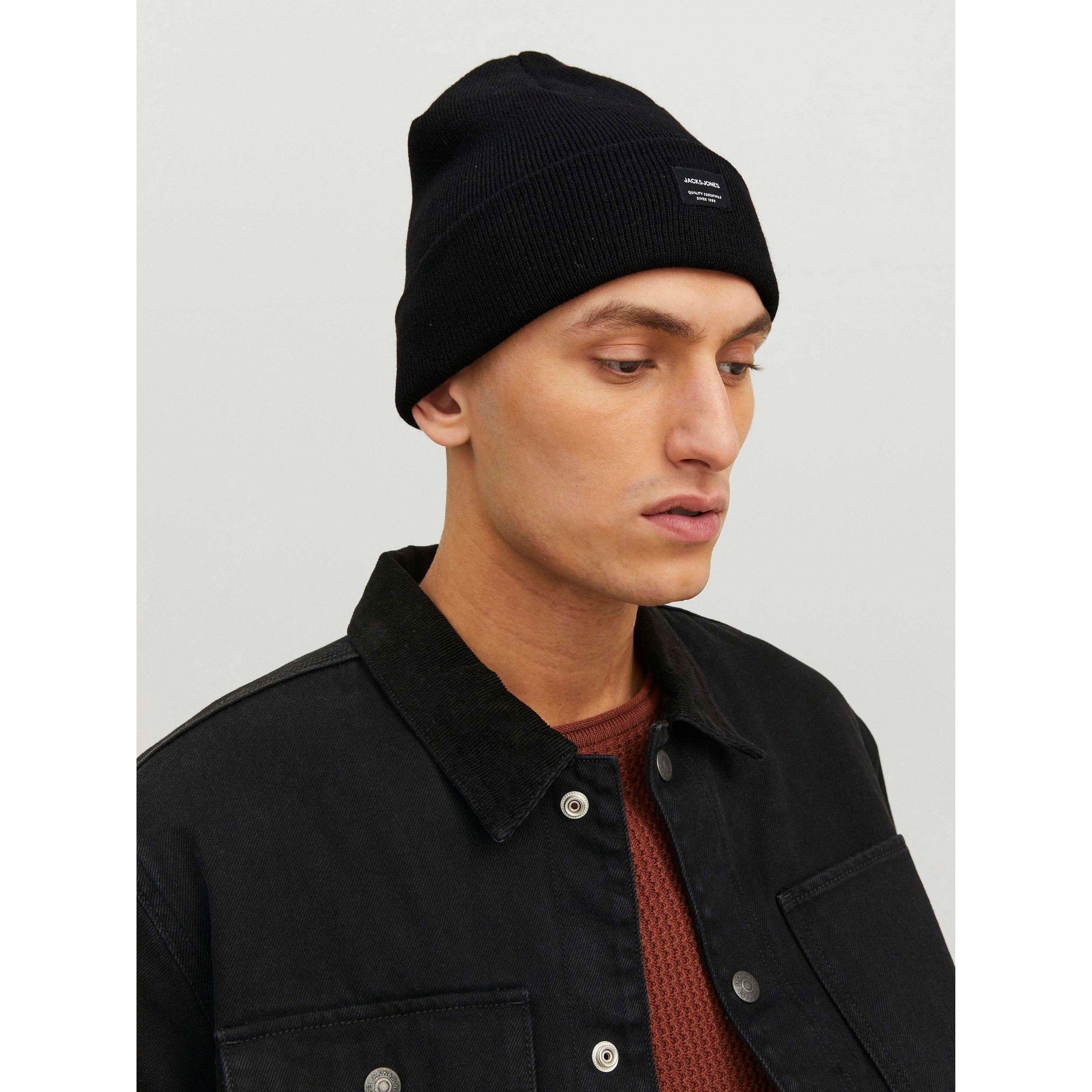 Black - Jack and Jones - DNA Cotton Beanie Mens - 3