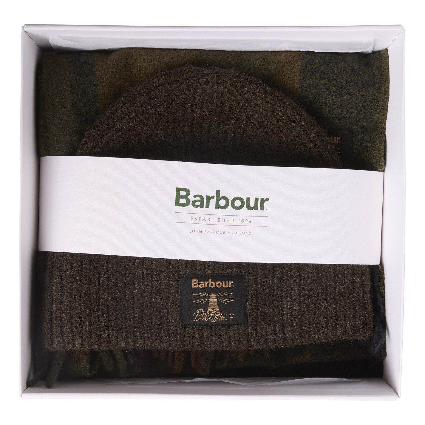 Olive/Navy - Barbour - Westerdale Beanie & Scarf Gift Set - 2