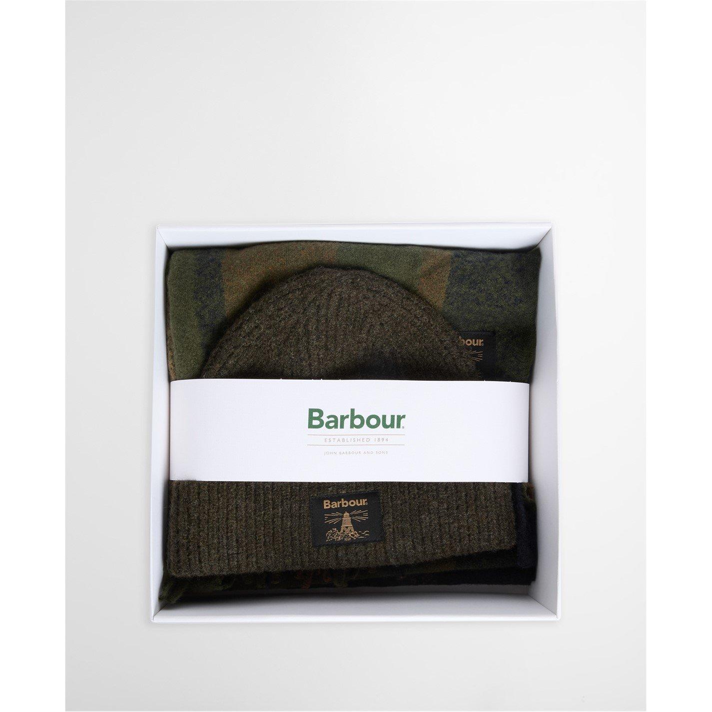 Olive/Navy - Barbour - Westerdale Beanie & Scarf Gift Set - 7