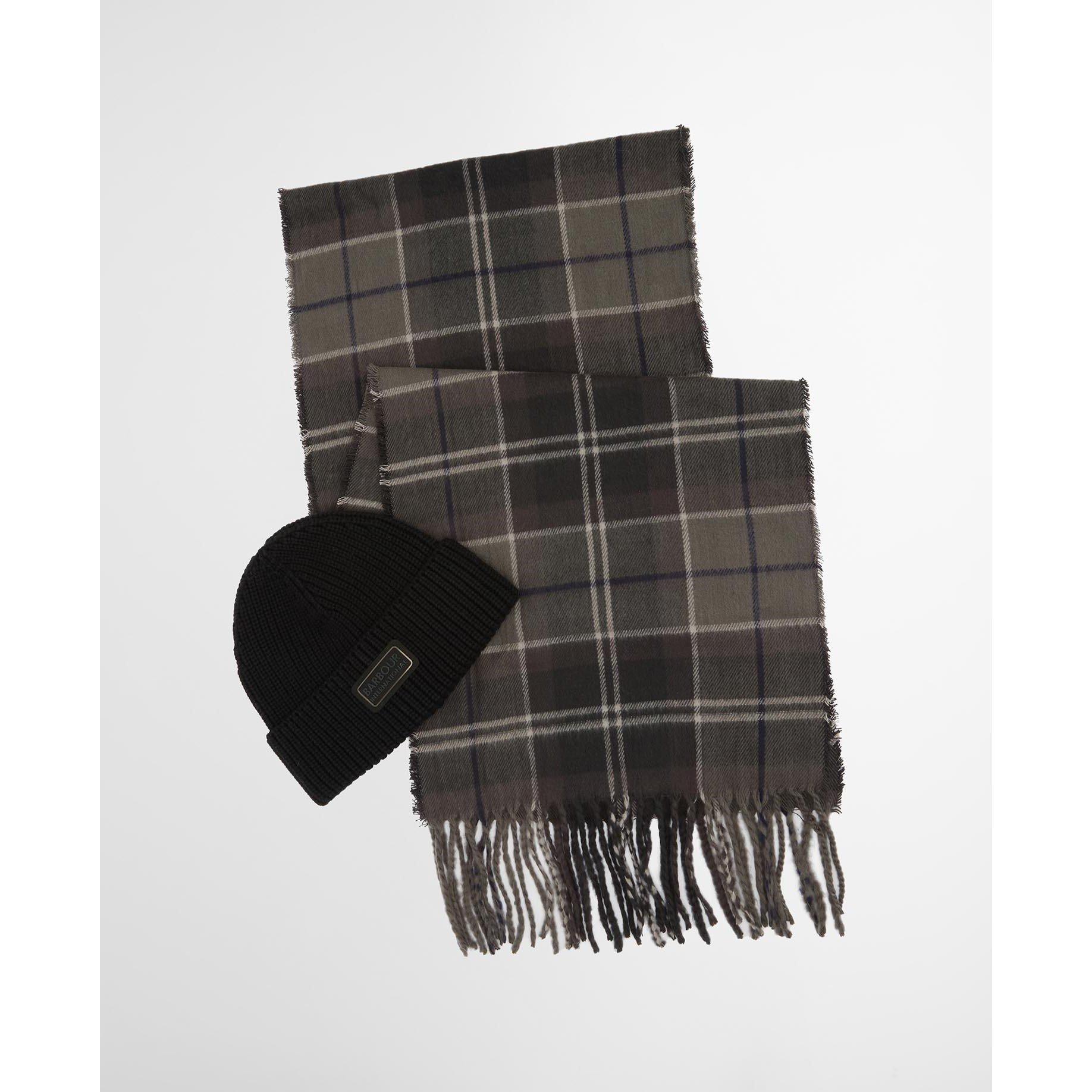 Black - Barbour International - Sweeper Beanie and Scarf Gift Set - 1