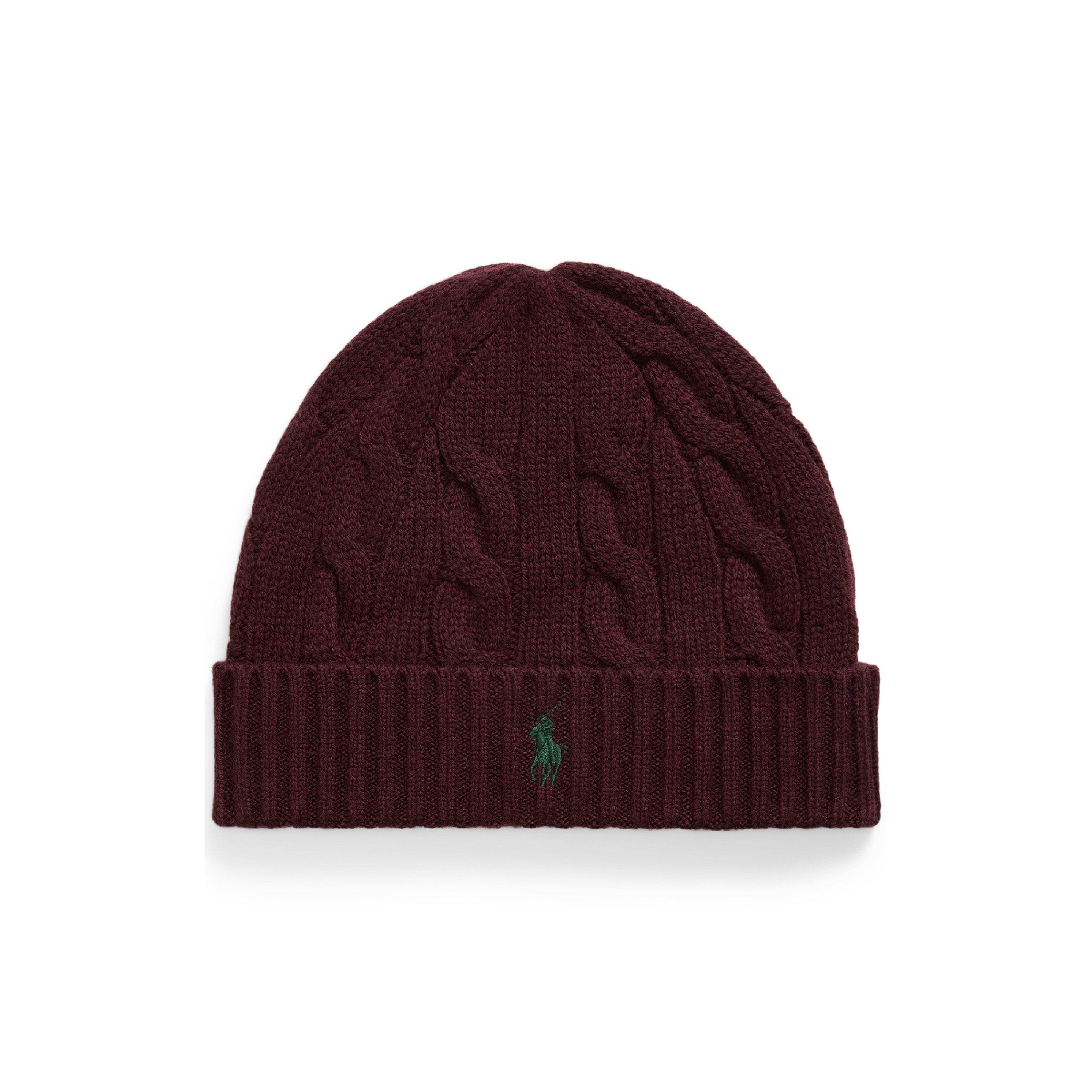 Aged Wine Hthr - Polo Ralph Lauren - Wool And Cashmere Blend Cable Knit Beanie - 1