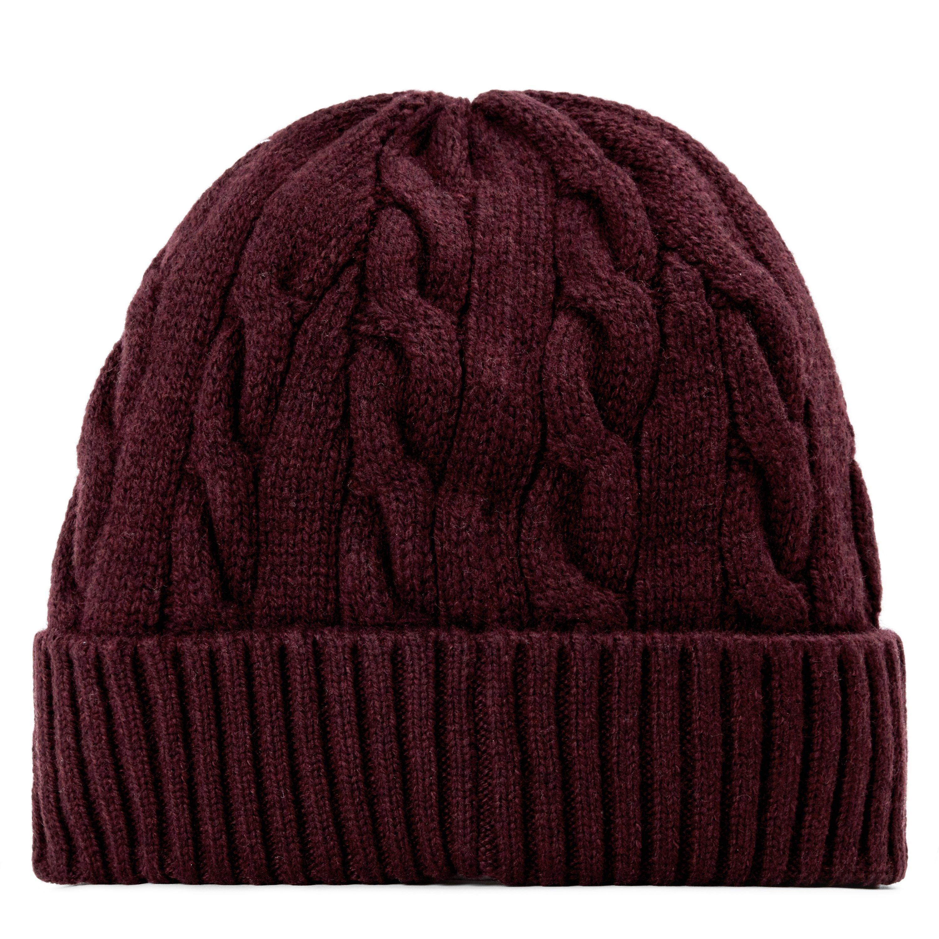 Aged Wine Hthr - Polo Ralph Lauren - Wool/Cashmere Cable Beanie - 2