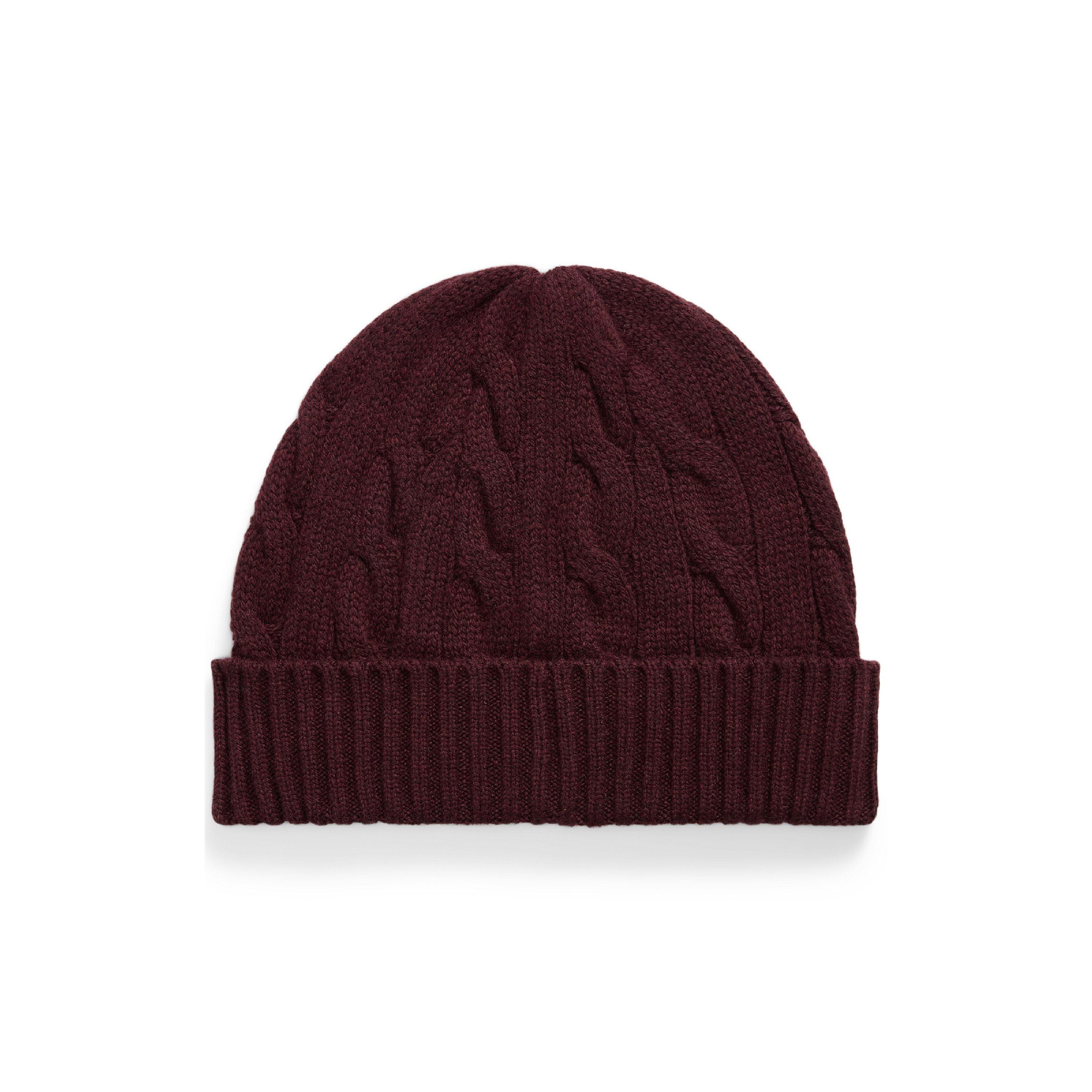 Aged Wine Hthr - Polo Ralph Lauren - Wool And Cashmere Blend Cable Knit Beanie - 2
