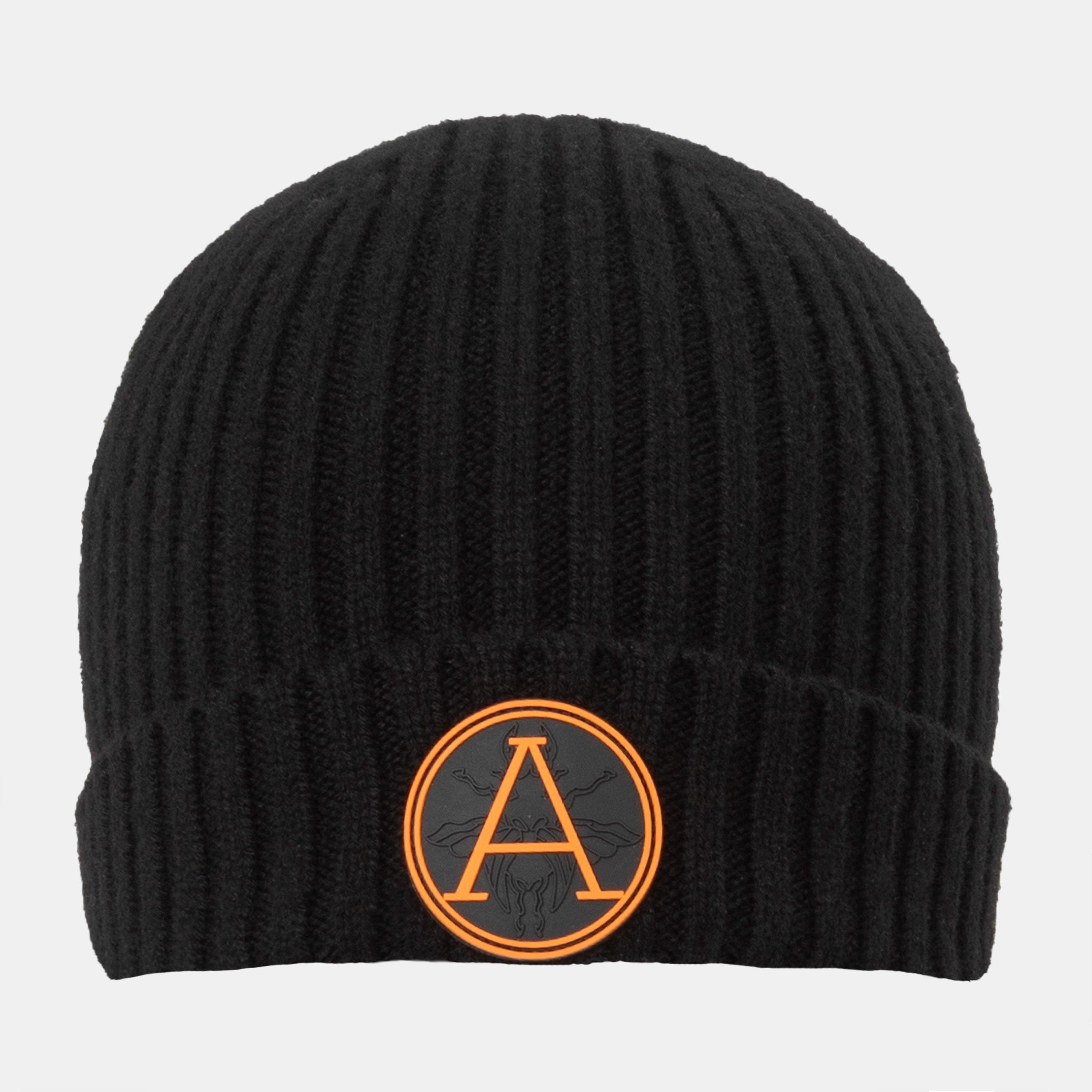 Black/Orange - Arctic Army - Men's OG Chunky Ribbed Knit Pom Pom Beanie - 1