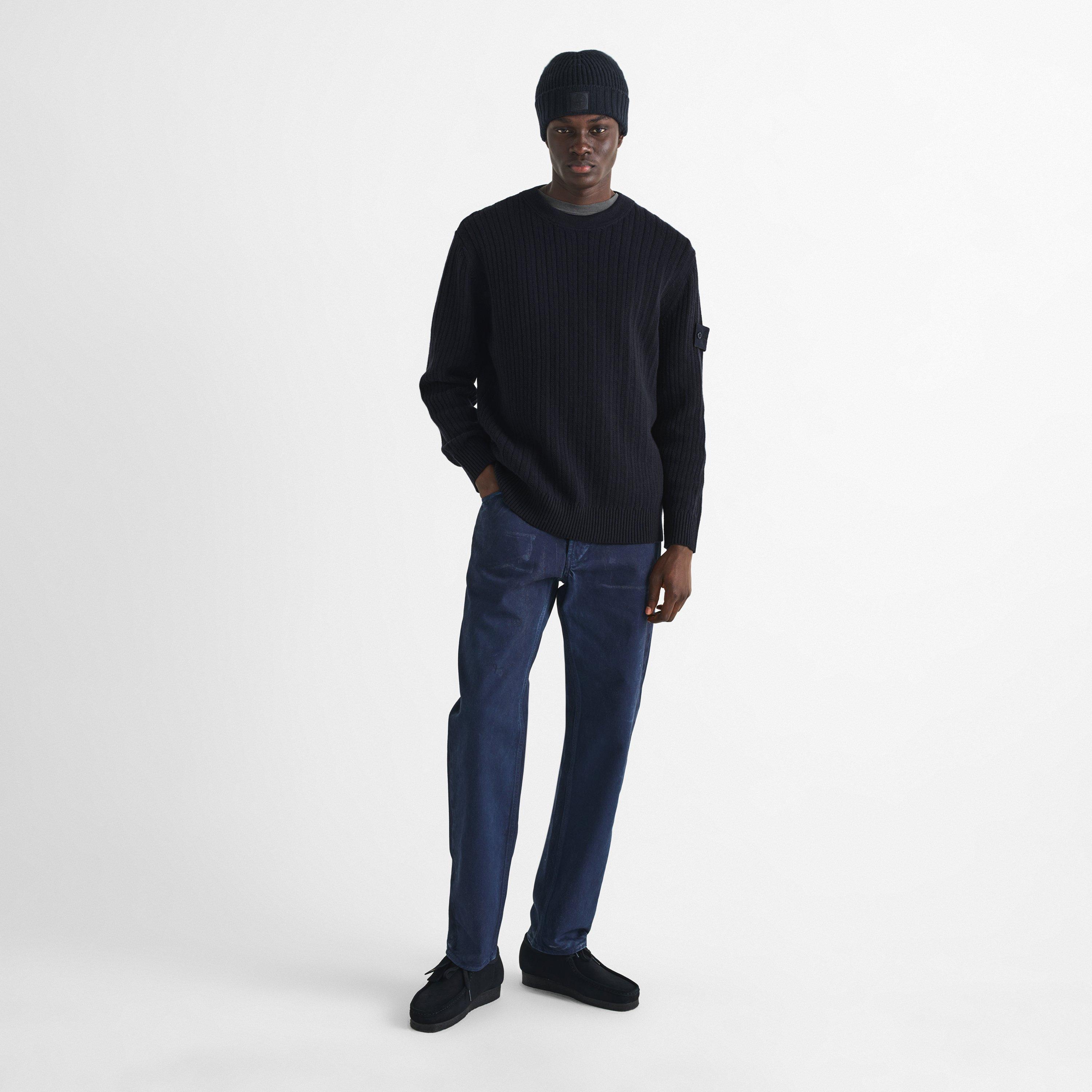 Navy V0020 - Stone Island - Men's Ghost Wool Beanie - 4