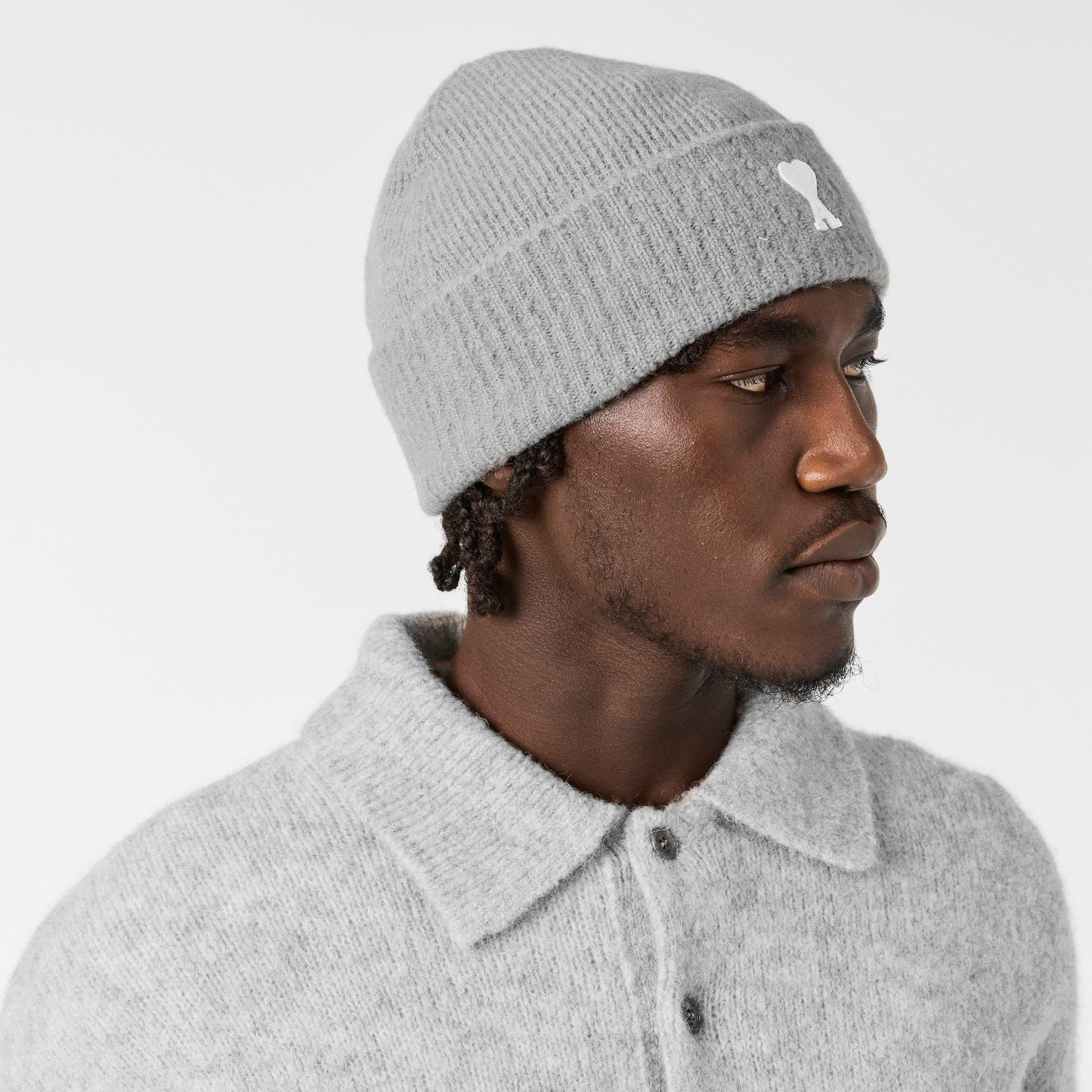 Grey 058 - Ami Paris - Men's Alpaca Knitted Beanie - 3