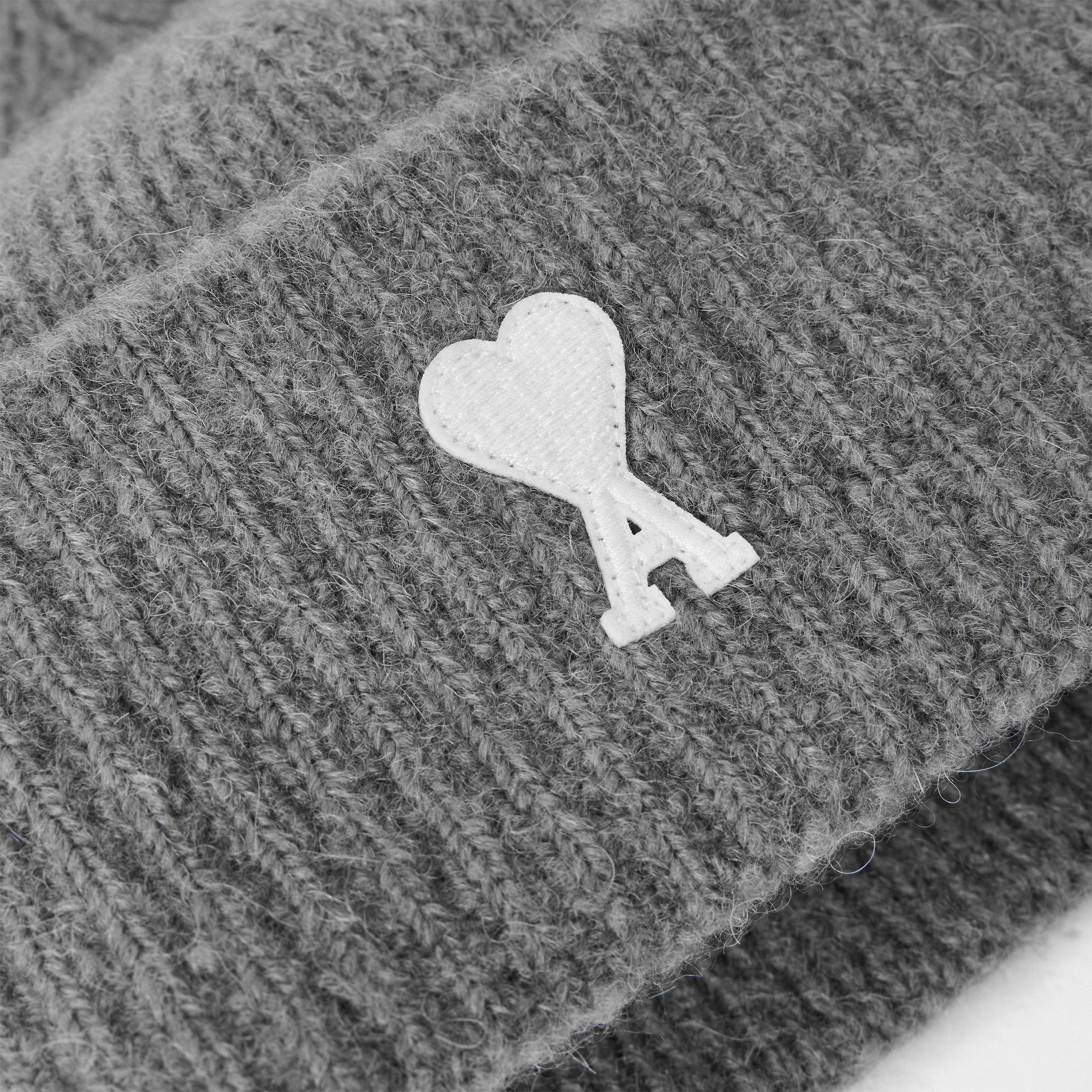 Grey 058 - Ami Paris - Men's Alpaca Knitted Beanie - 4