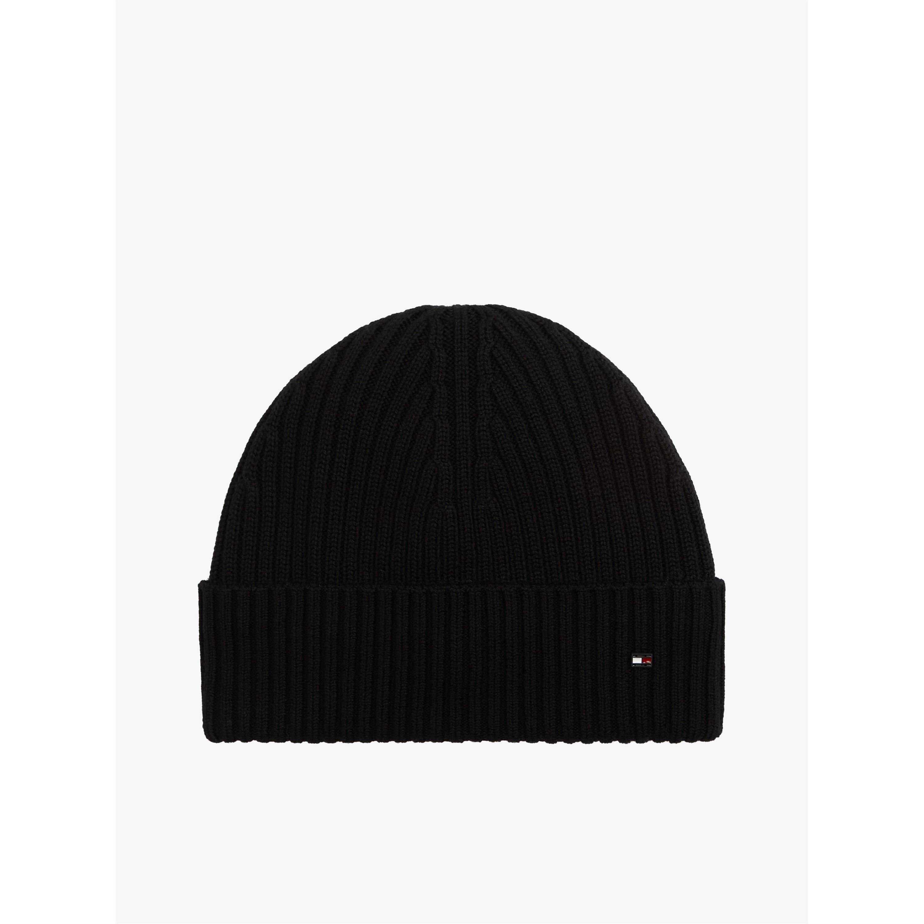 Tommy Hilfiger Men's Flag Cable Knit Wool Blend Beanie - Black - Mens