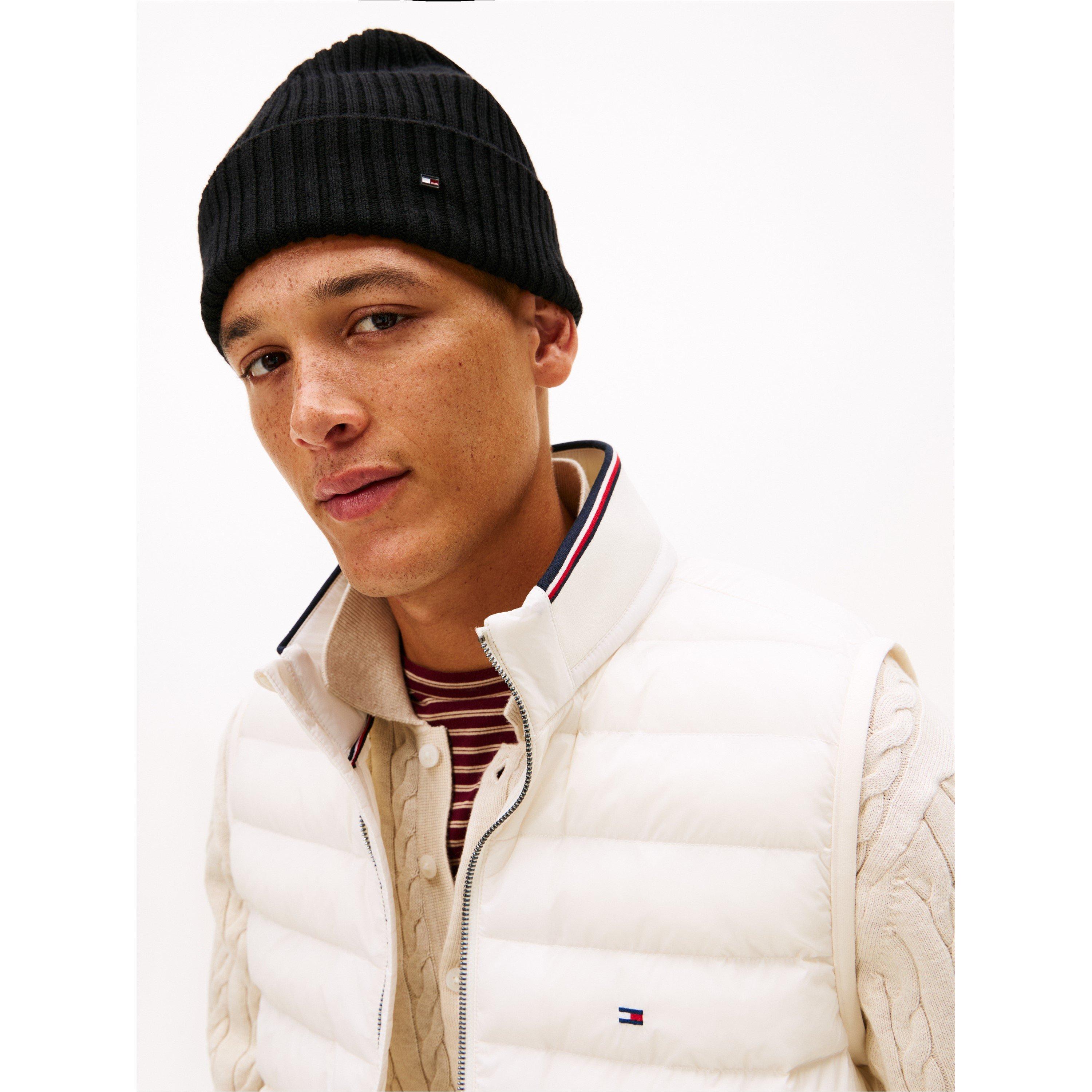 Black - Tommy Hilfiger - Flag Cable Knit Wool Blend Beanie - 2