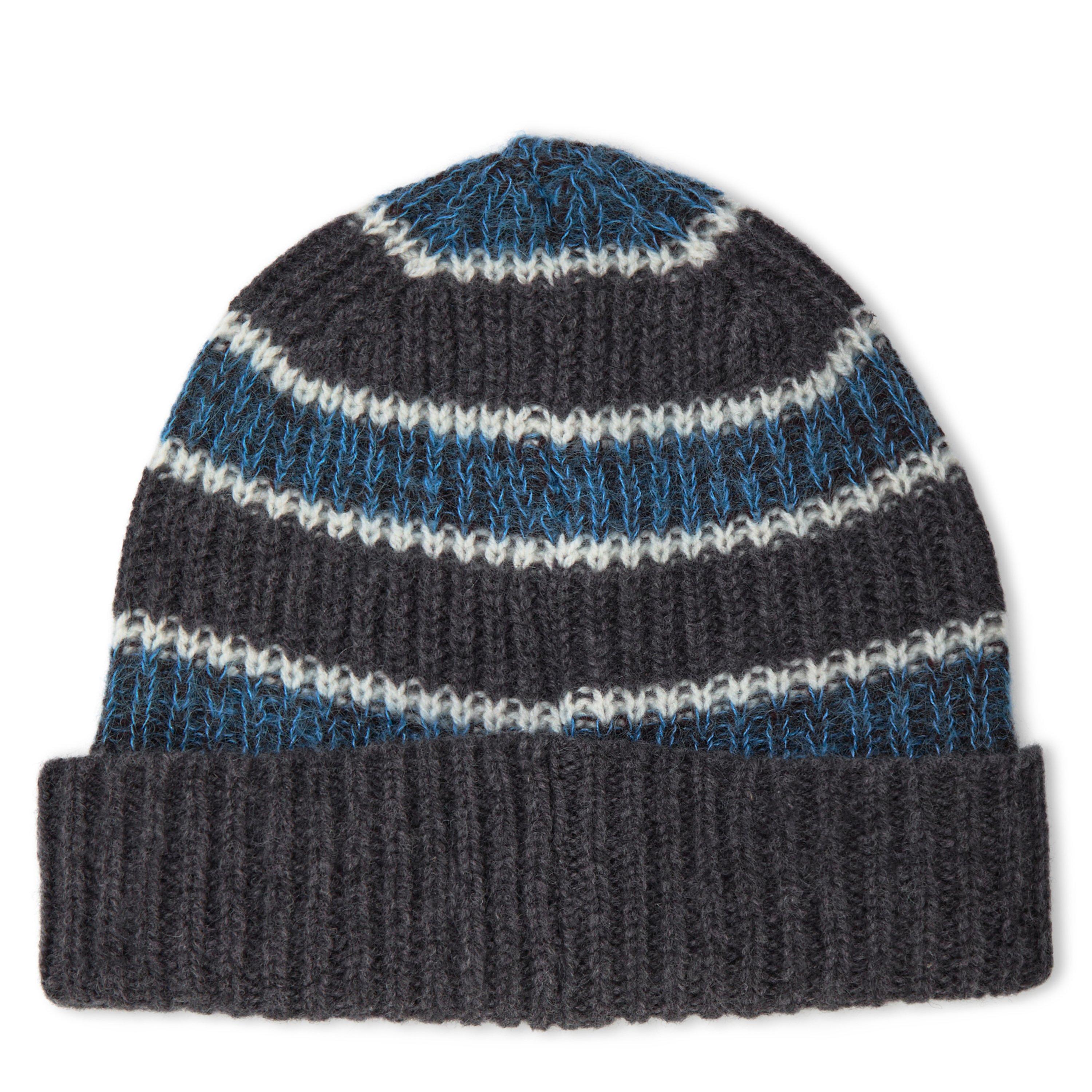 Grey/Blue/Wht - Paul Smith - Mohair-Blend Stripe Beanie - 2