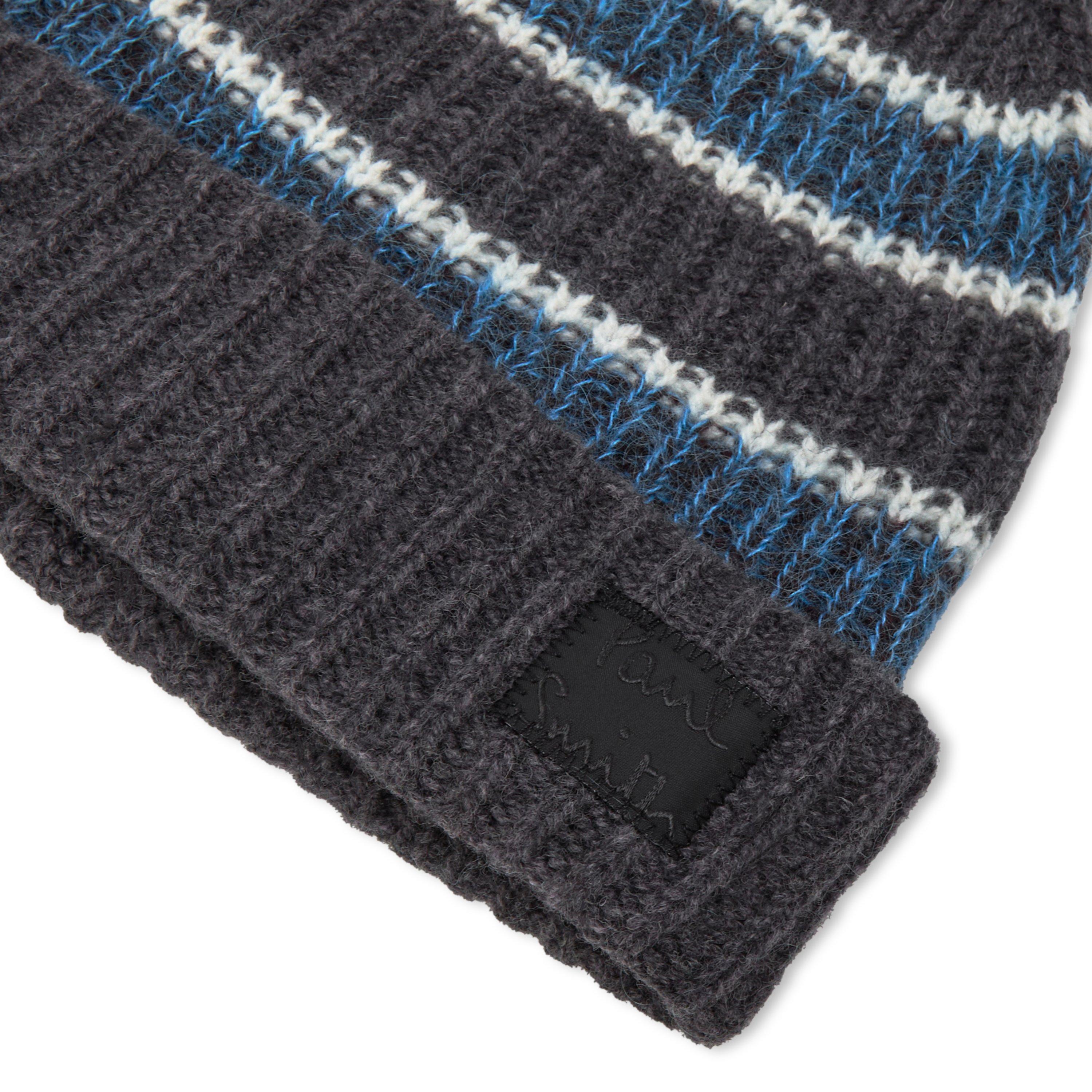 Grey/Blue/Wht - Paul Smith - Mohair-Blend Stripe Beanie - 3