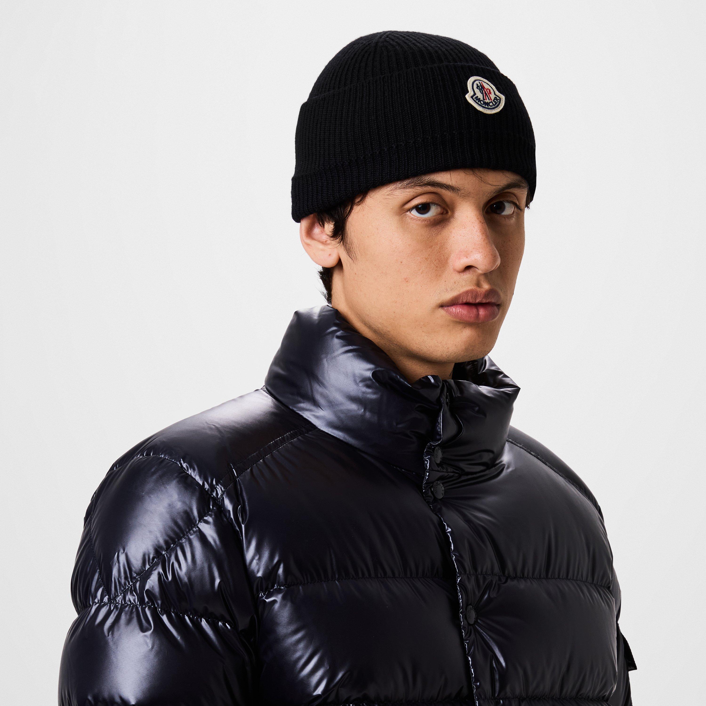 Black 999 - Moncler - Men's Logo Wool Beanie - 2