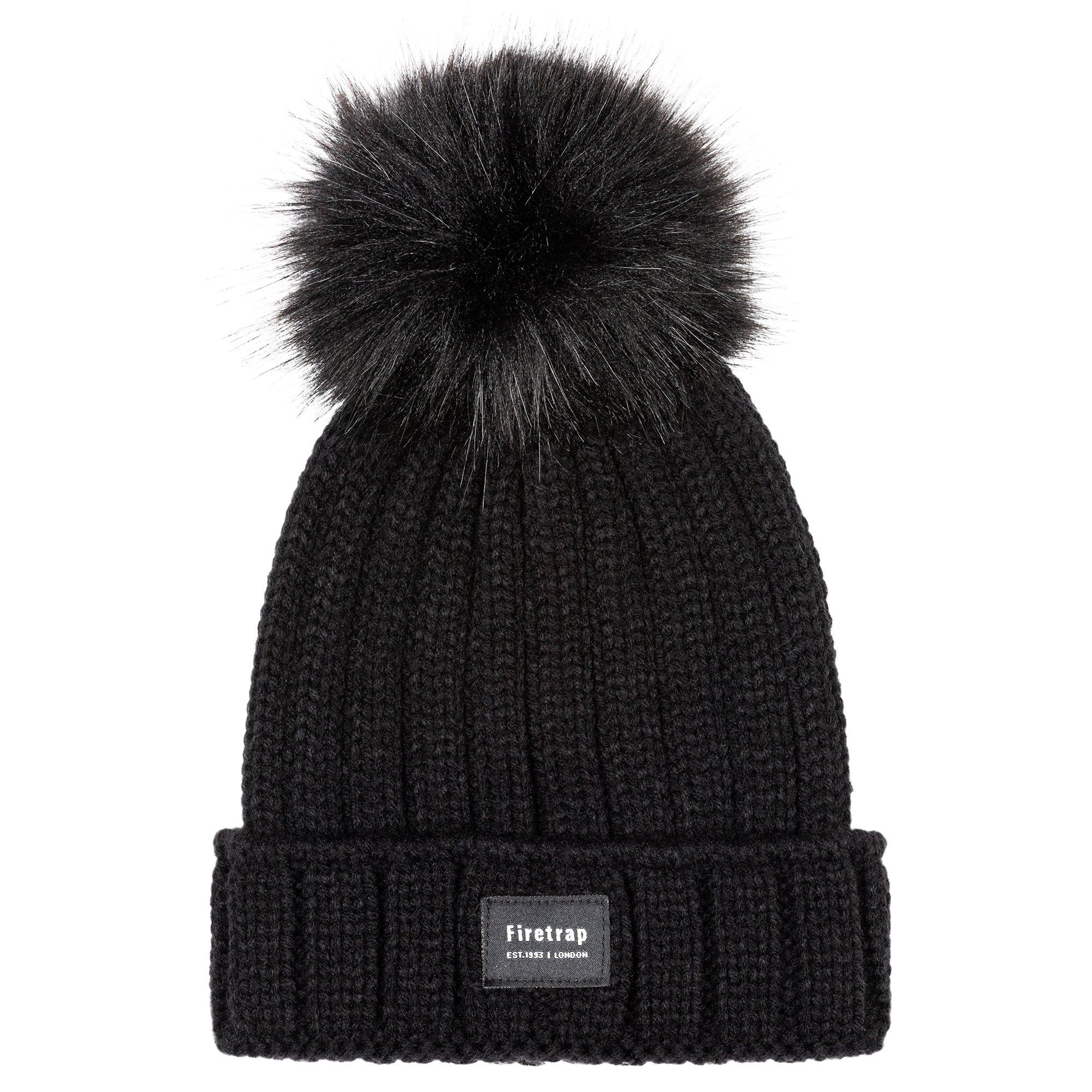 Firetrap Cable Knit Hat Ladies - Black