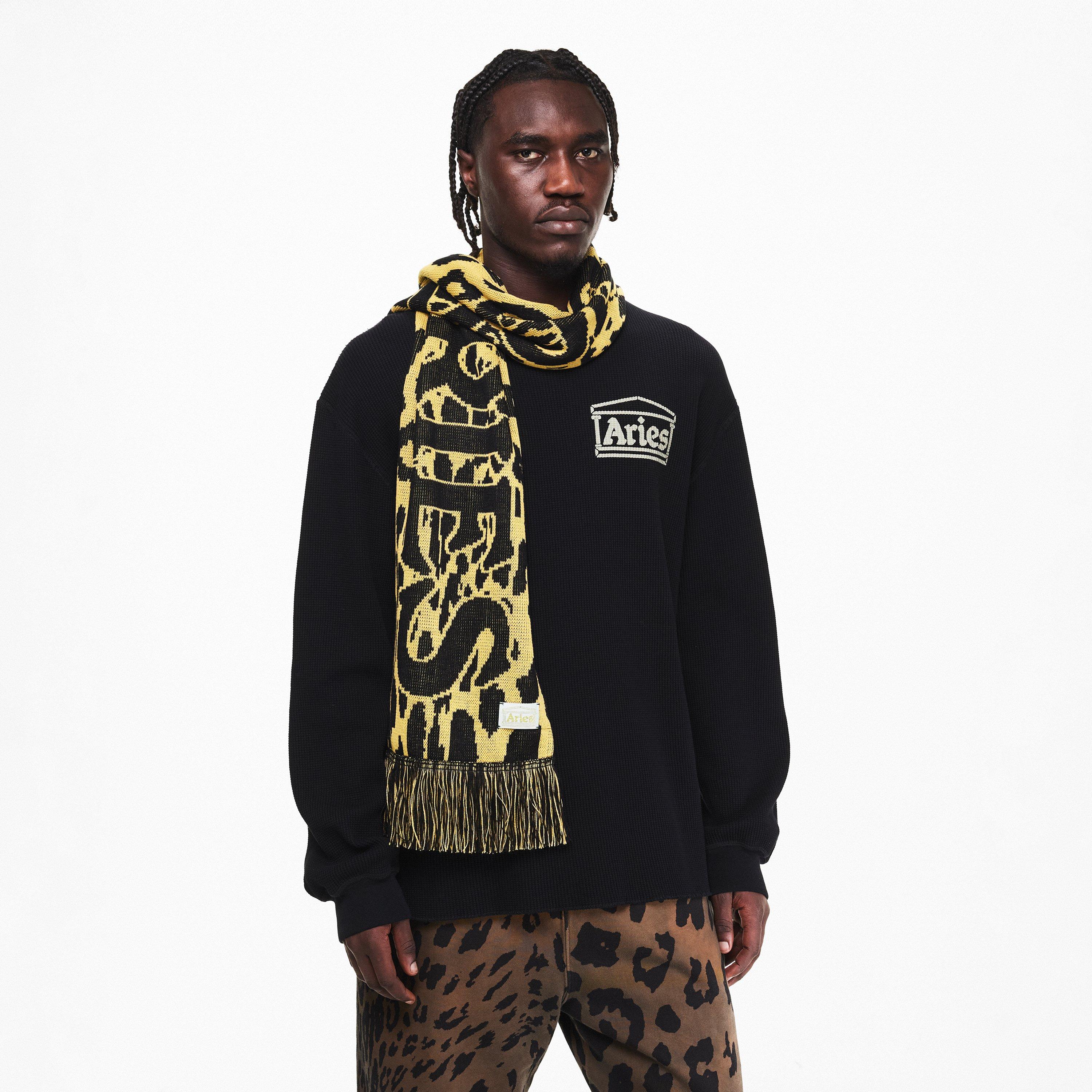 Beige - Aries - Men's Leopard Midweight Scarf - 2