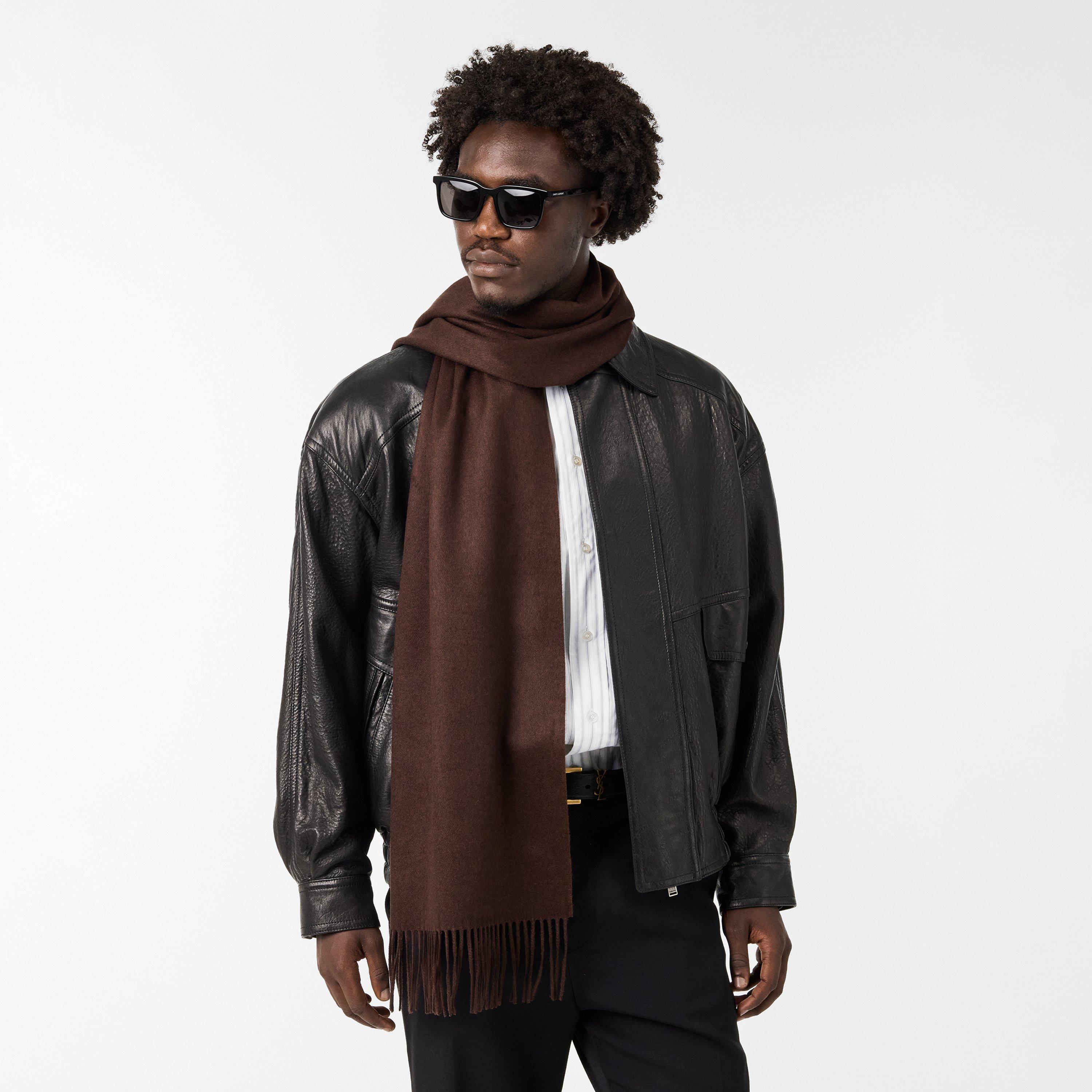 Brown - Prada - Men's Badge Midweight Scarf - 2