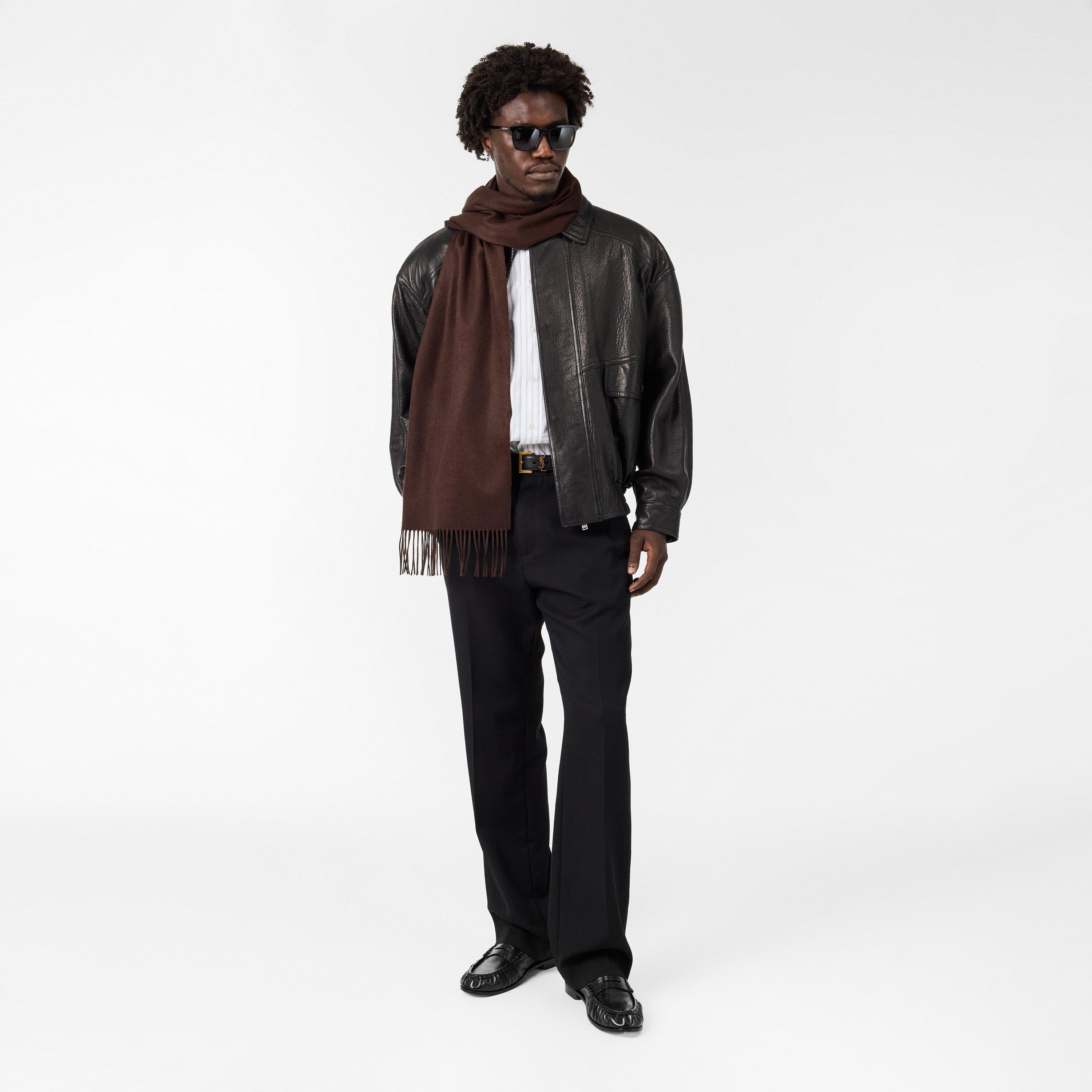 Brown - Prada - Men's Badge Midweight Scarf - 4