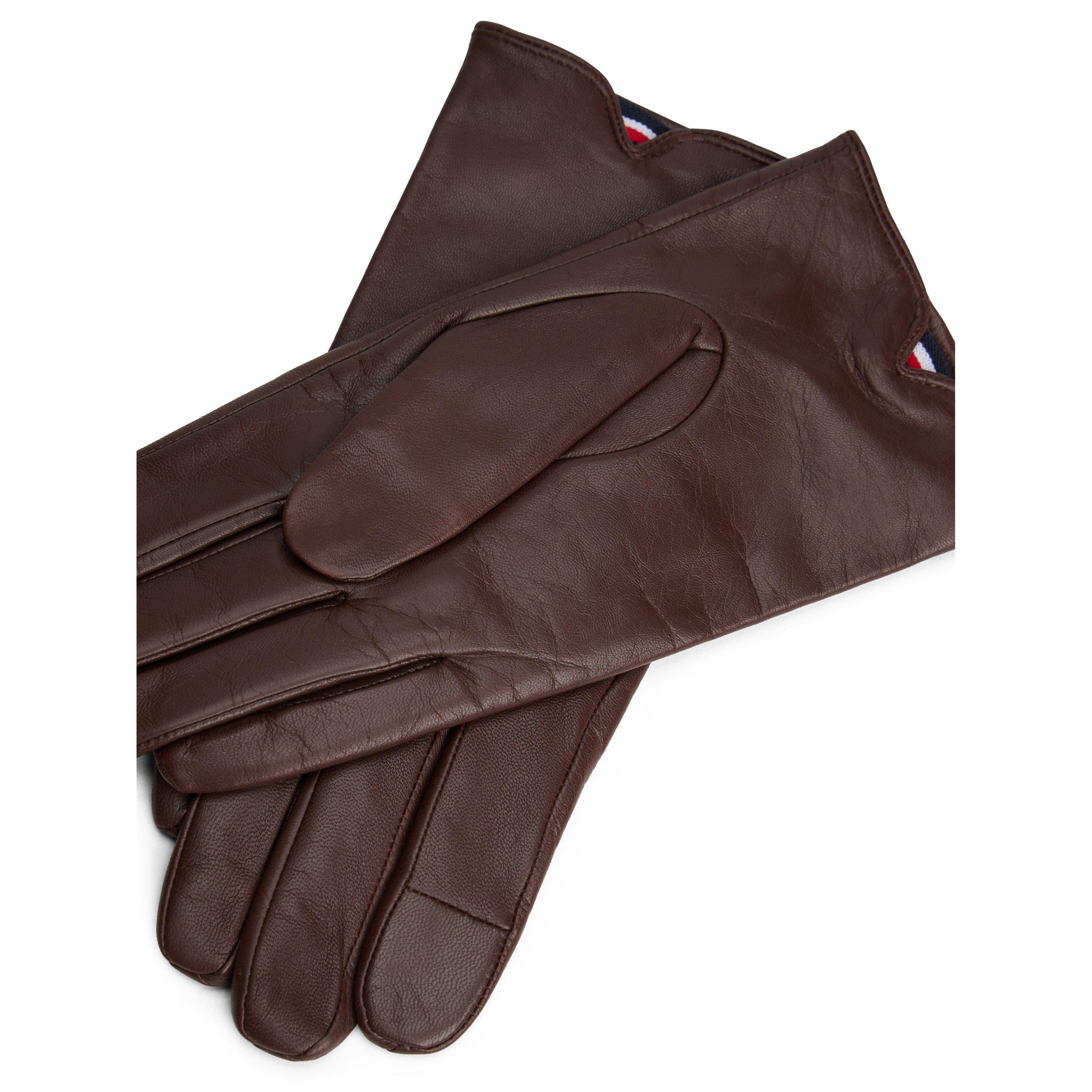 Brown - Tommy Hilfiger - Women's Leather Gloves - 3