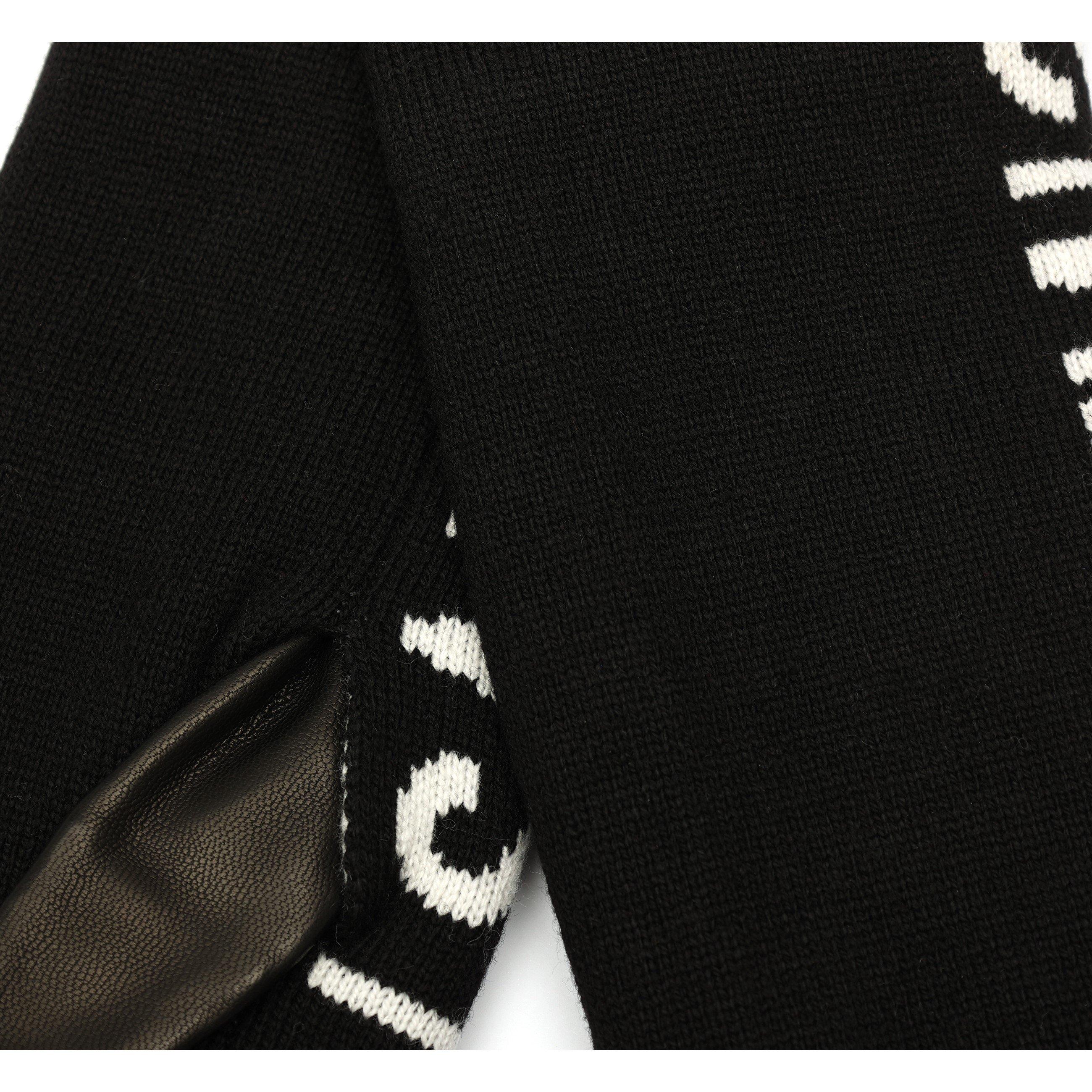 Black - AllSaints - ALLSAINTS UNDERGROUND LOGO KNIT CUFF LEATHER GLOVE - 4