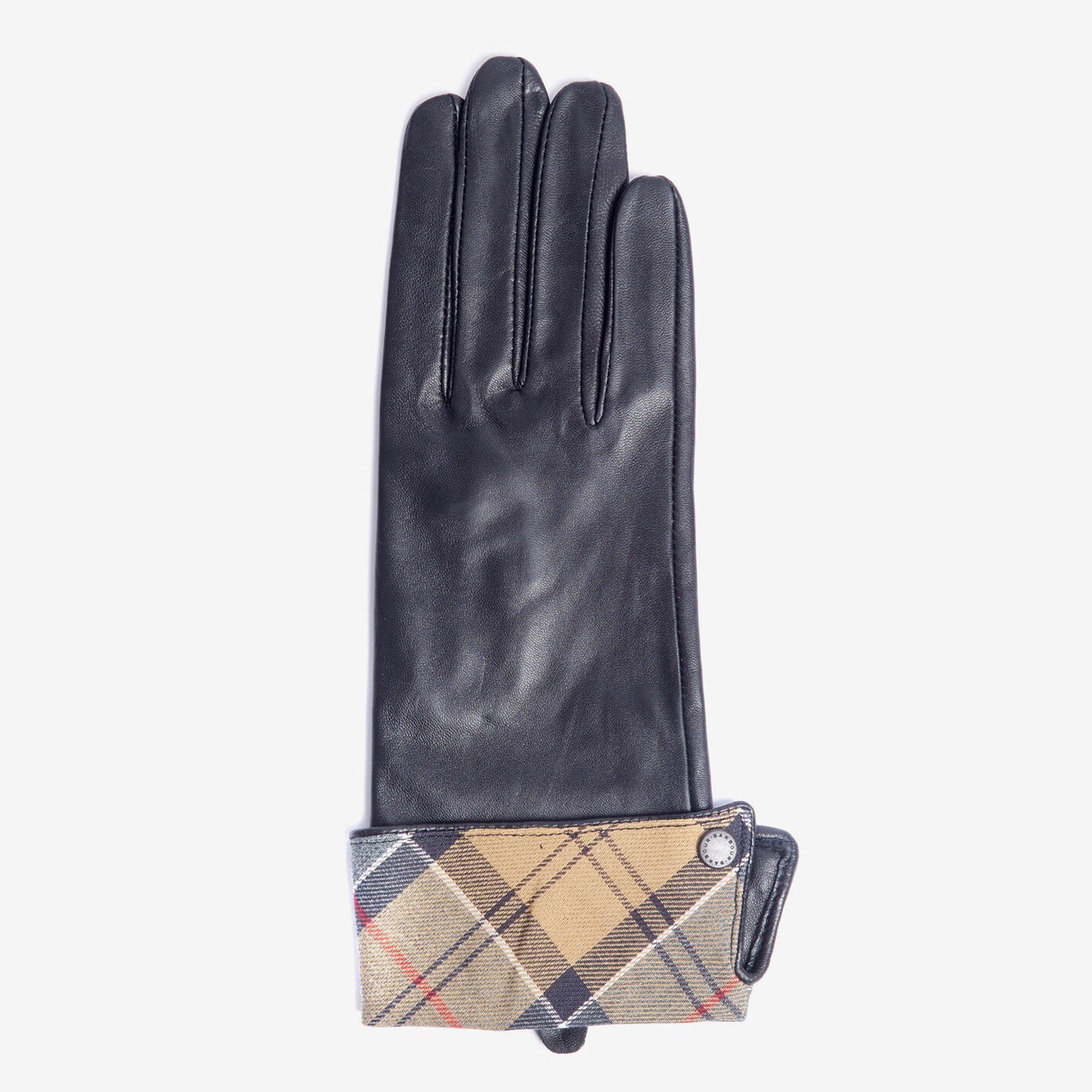 Barbour Lady Jane Leather Gloves - Black/Tartan - Medium