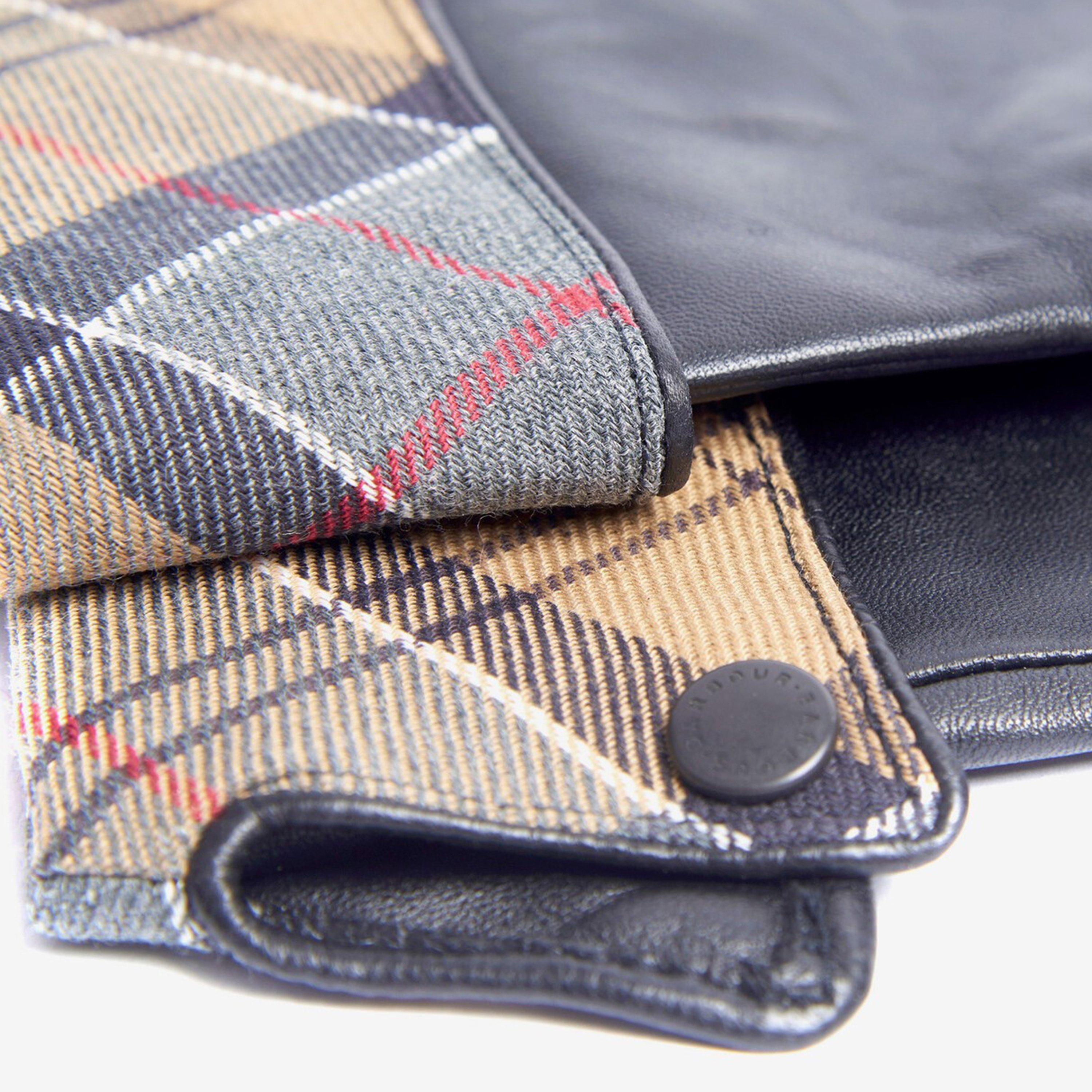 Black/Tartan - Barbour - Lady Jane Leather Gloves - 2