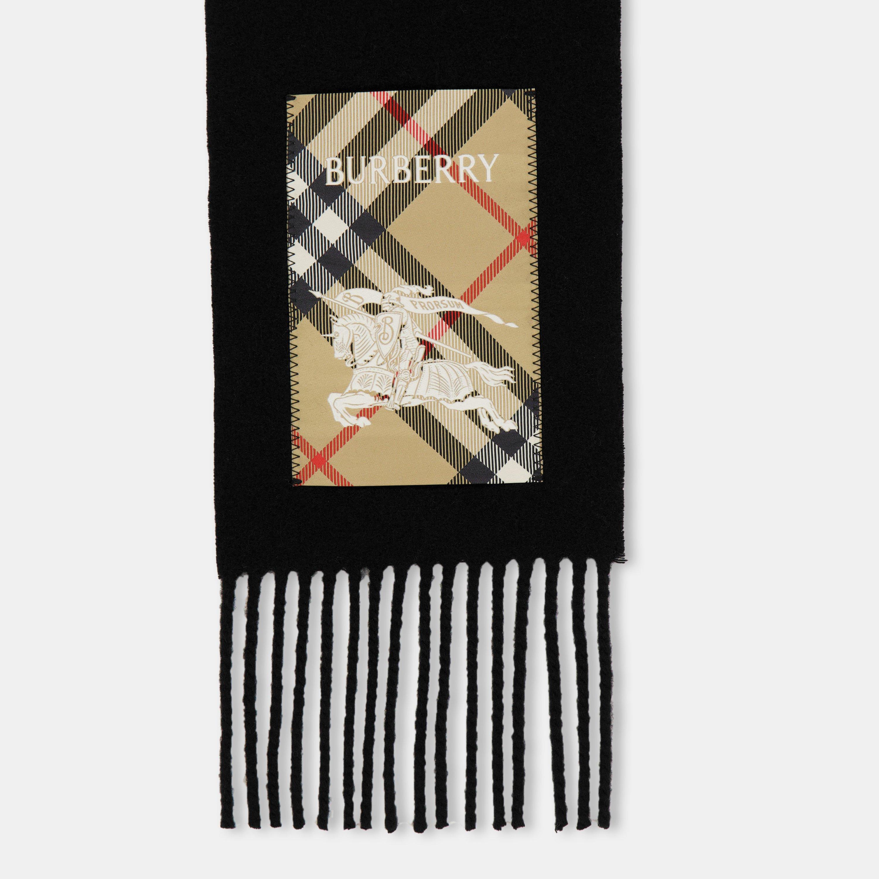 Black/Sand - Burberry - Burb Label Midweight Scarf - 2