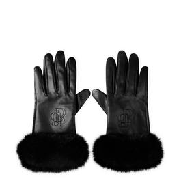 Biba Faux Fur Trim Leather Glove